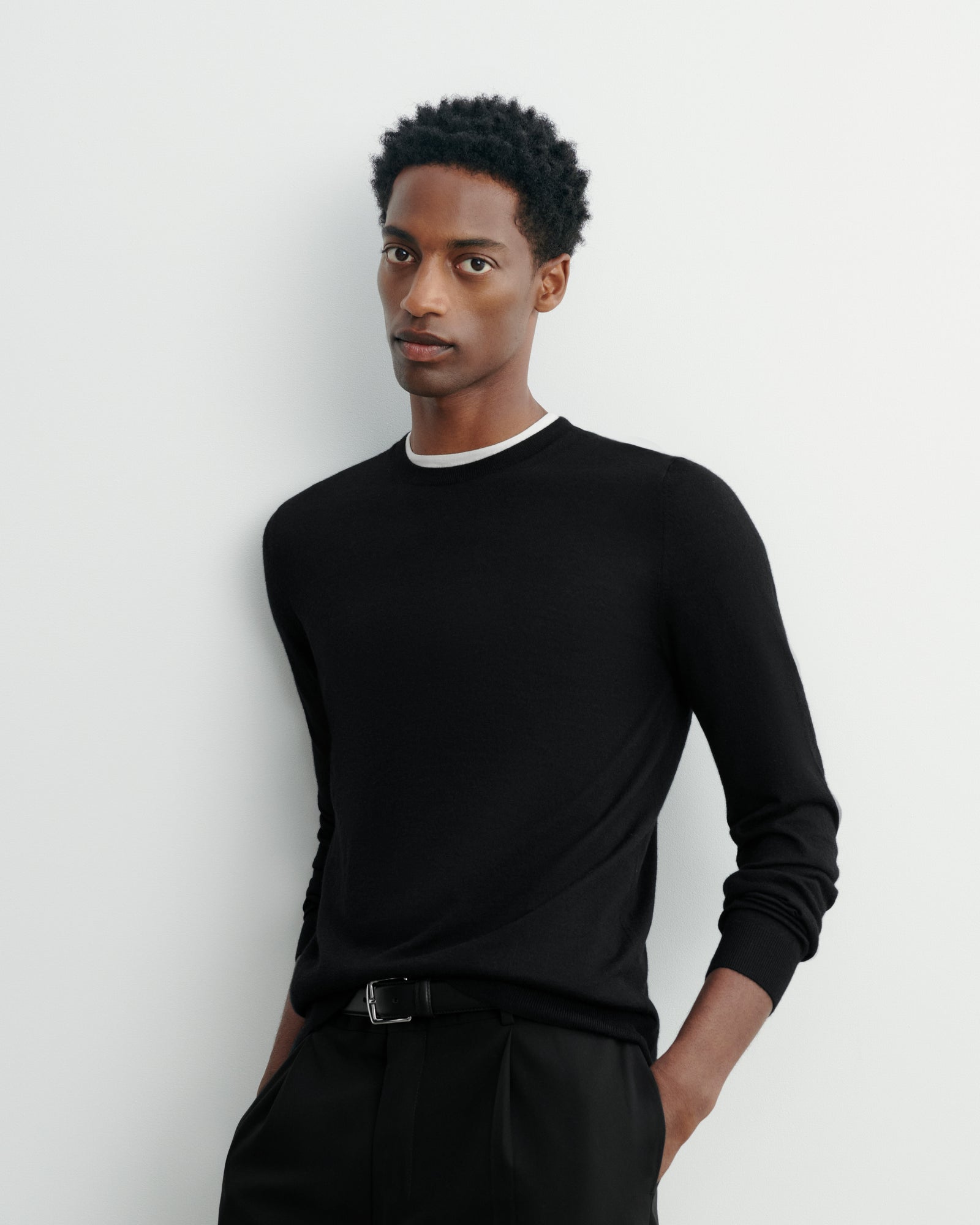 Pull col rond ultrafin-NOIR-100% cachemire