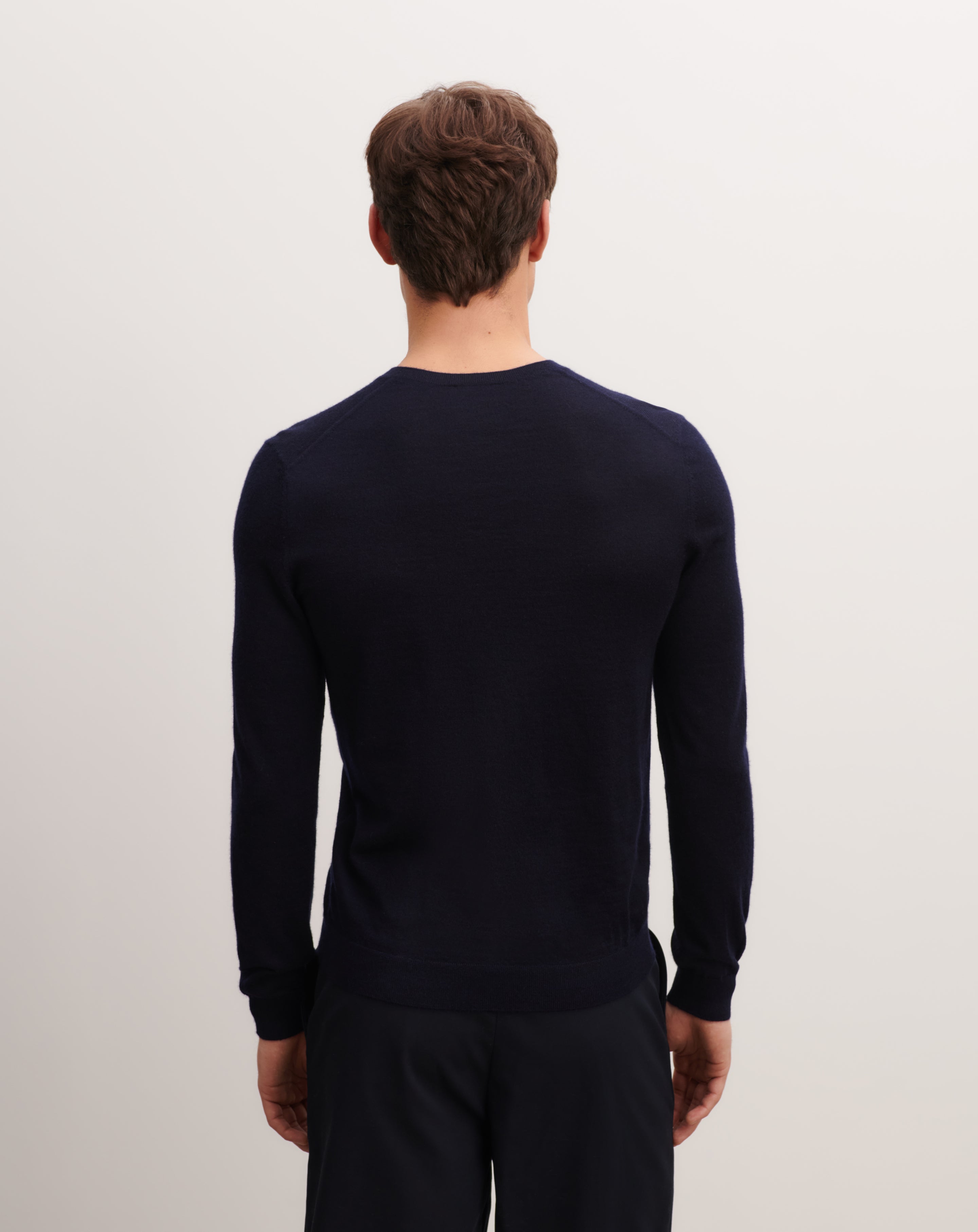 Pull col rond ultrafin-MARINE-100% CACHEMIRE
