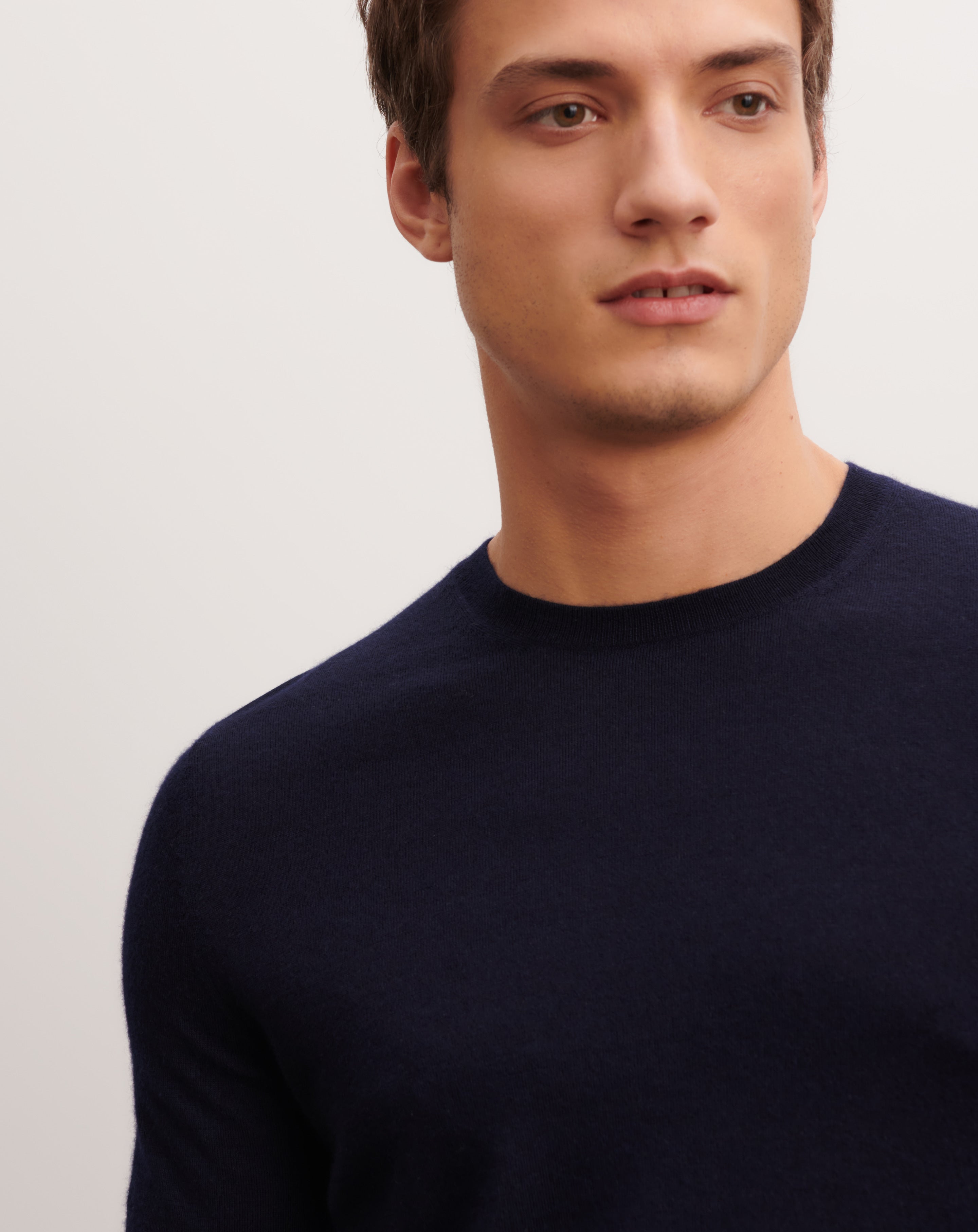 Pull col rond ultrafin-MARINE-100% CACHEMIRE