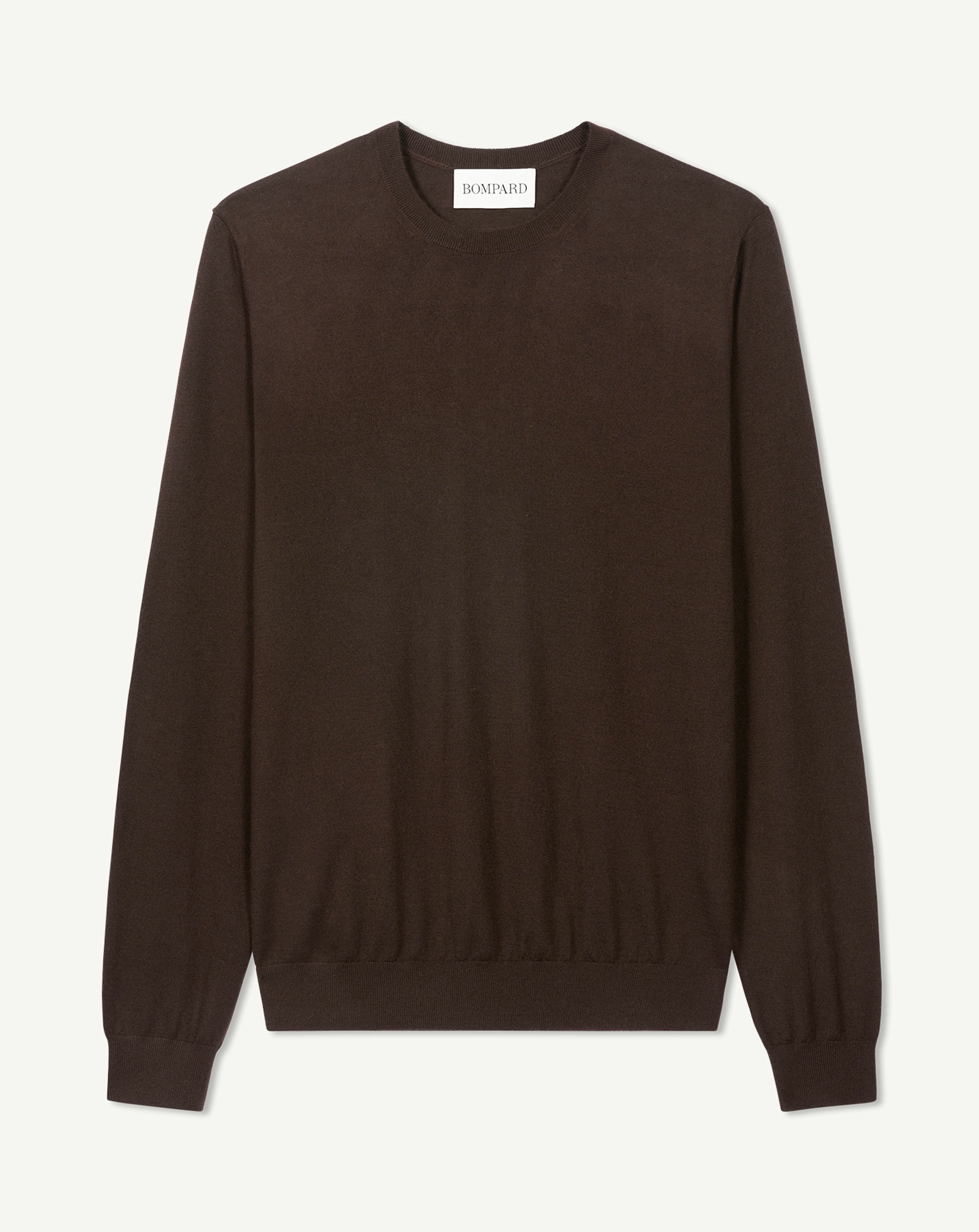 Pull col rond ultrafin-CHOCOLAT-100% cachemire