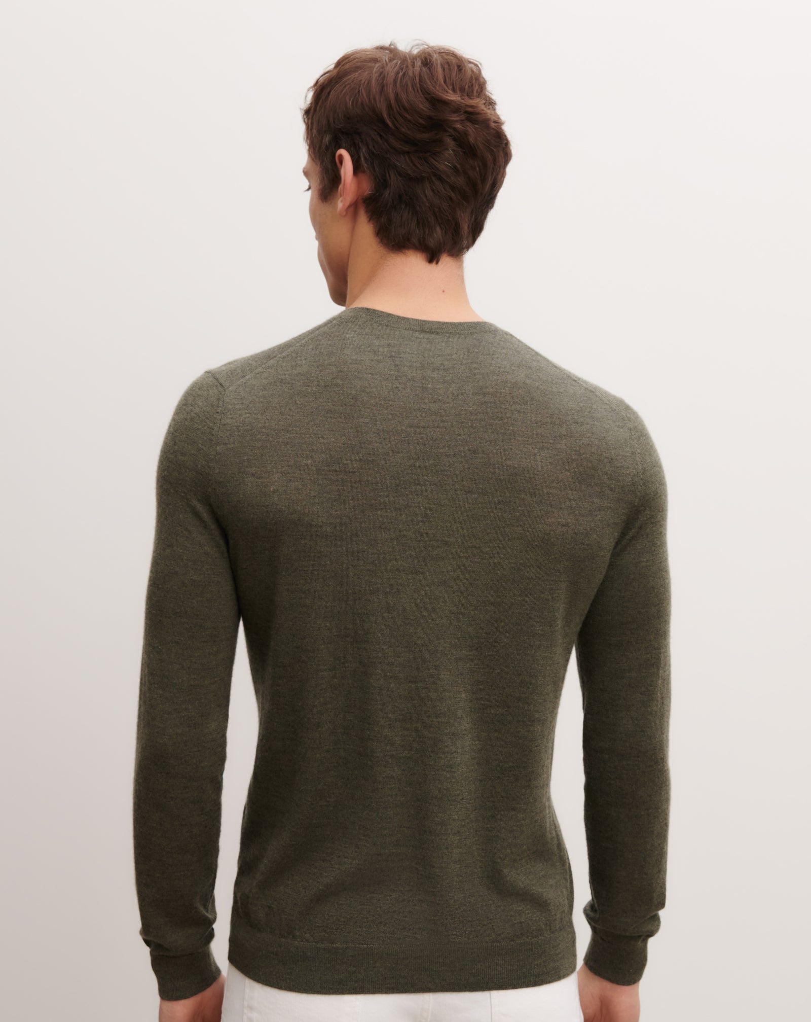 Pull col rond ultrafin-KAKI OMBRE-100% cachemire