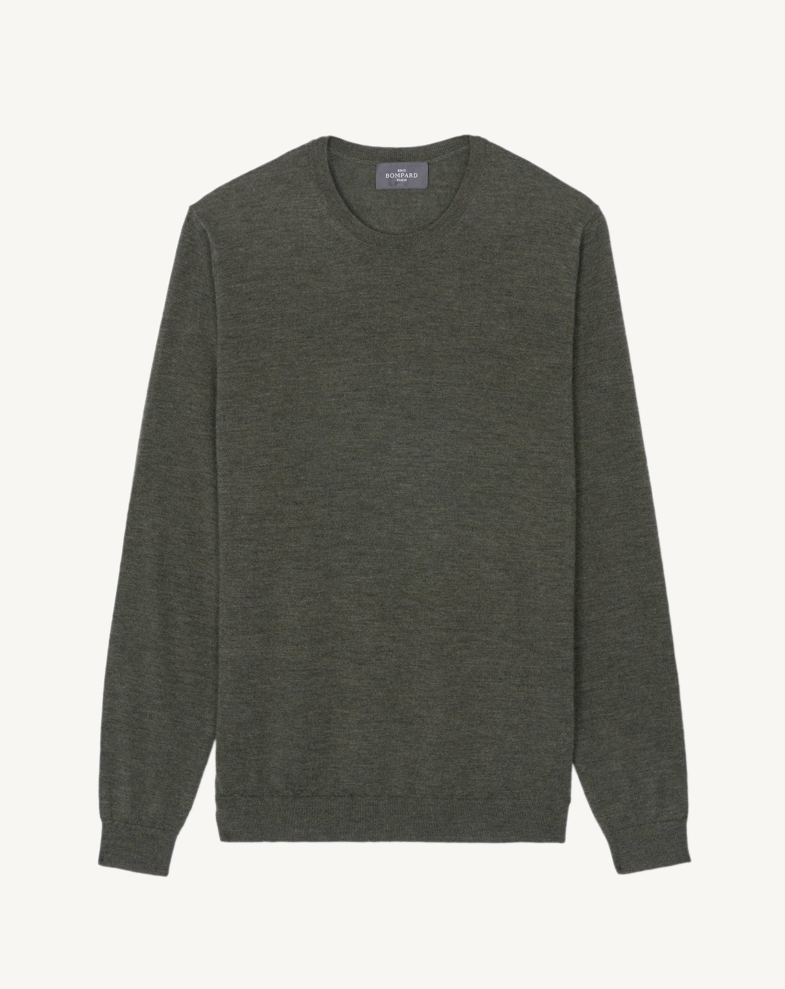 Pull col rond ultrafin-KAKI OMBRE-100% CACHEMIRE