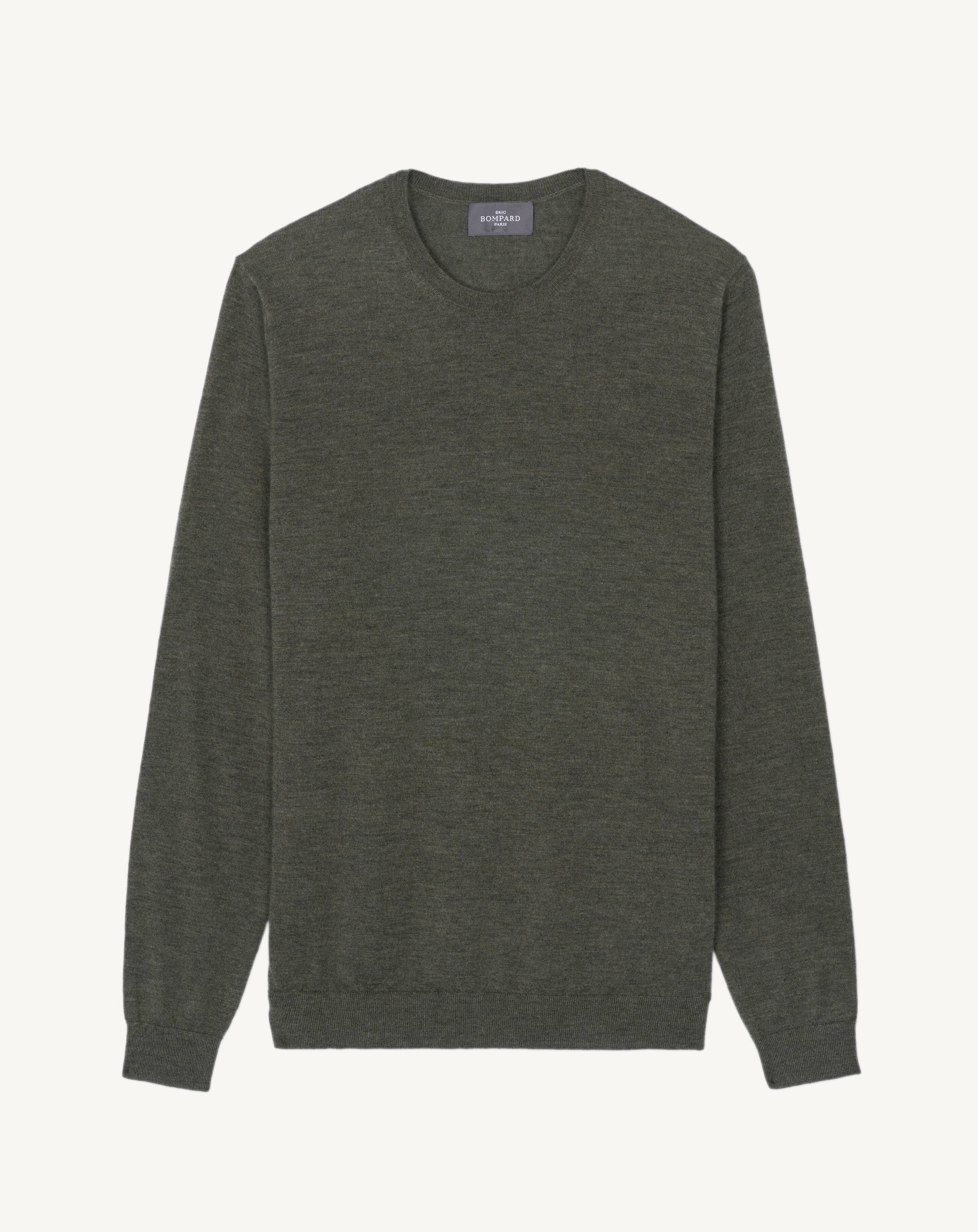 Pull col rond ultrafin-KAKI OMBRE-100% CACHEMIRE