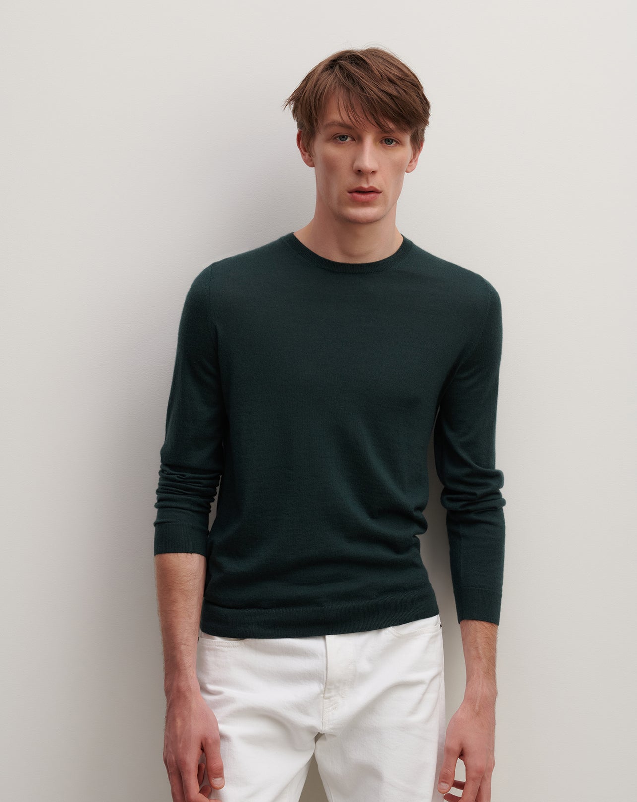 Pull col rond ultrafin-VERT ZURICH-100% cachemire