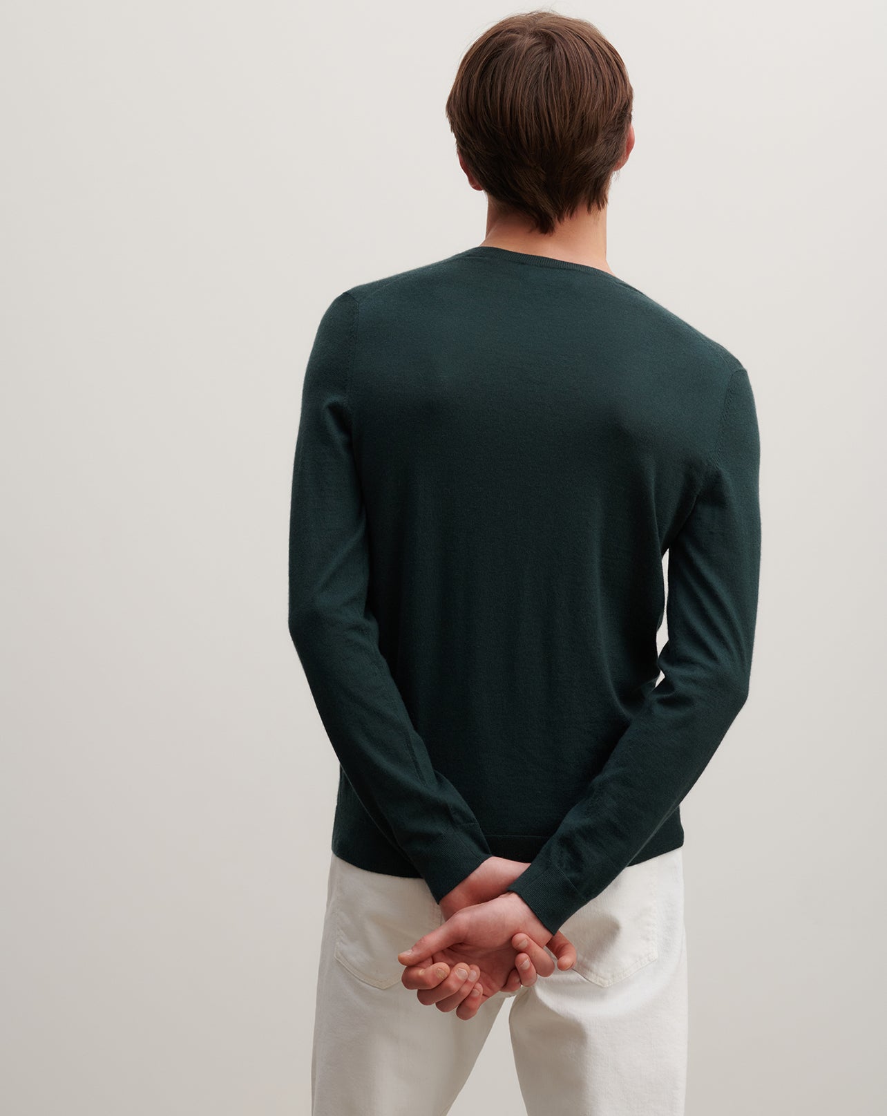 Pull col rond ultrafin-VERT ZURICH-100% cachemire