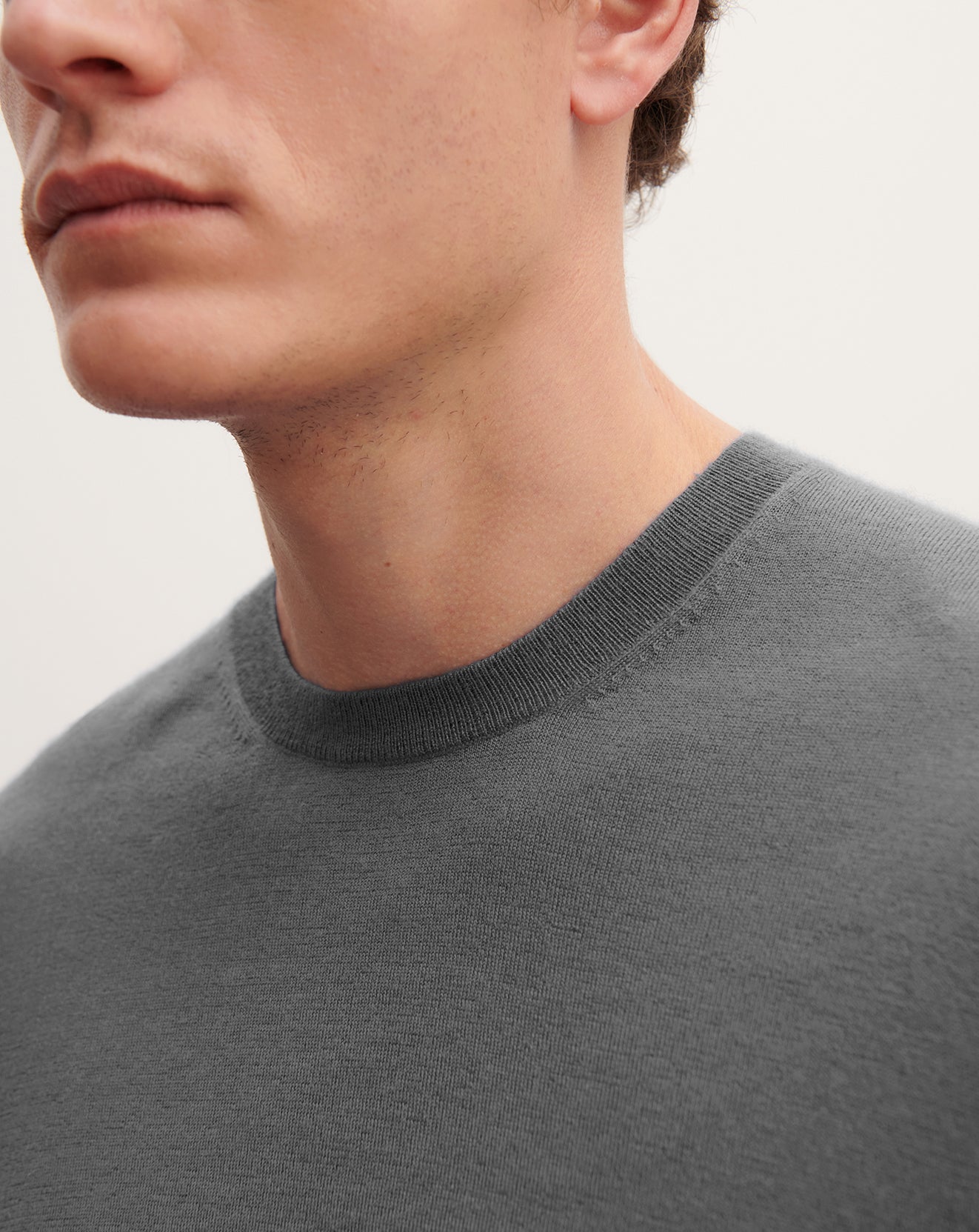 Pull col rond ultrafin-GRIS METEORITE-100% cachemire