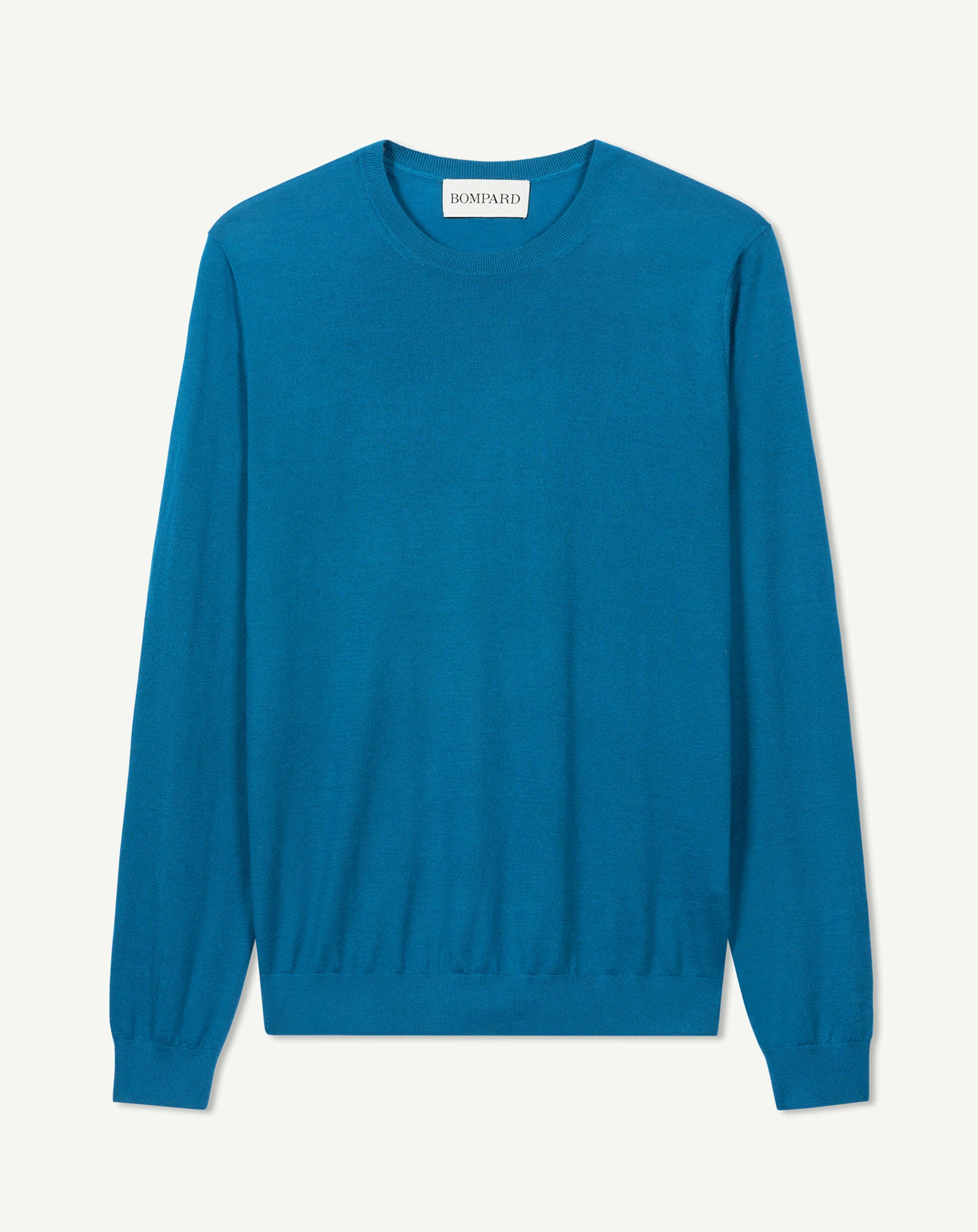 Pull col rond ultrafin-BLEU PAGODE-100% cachemire