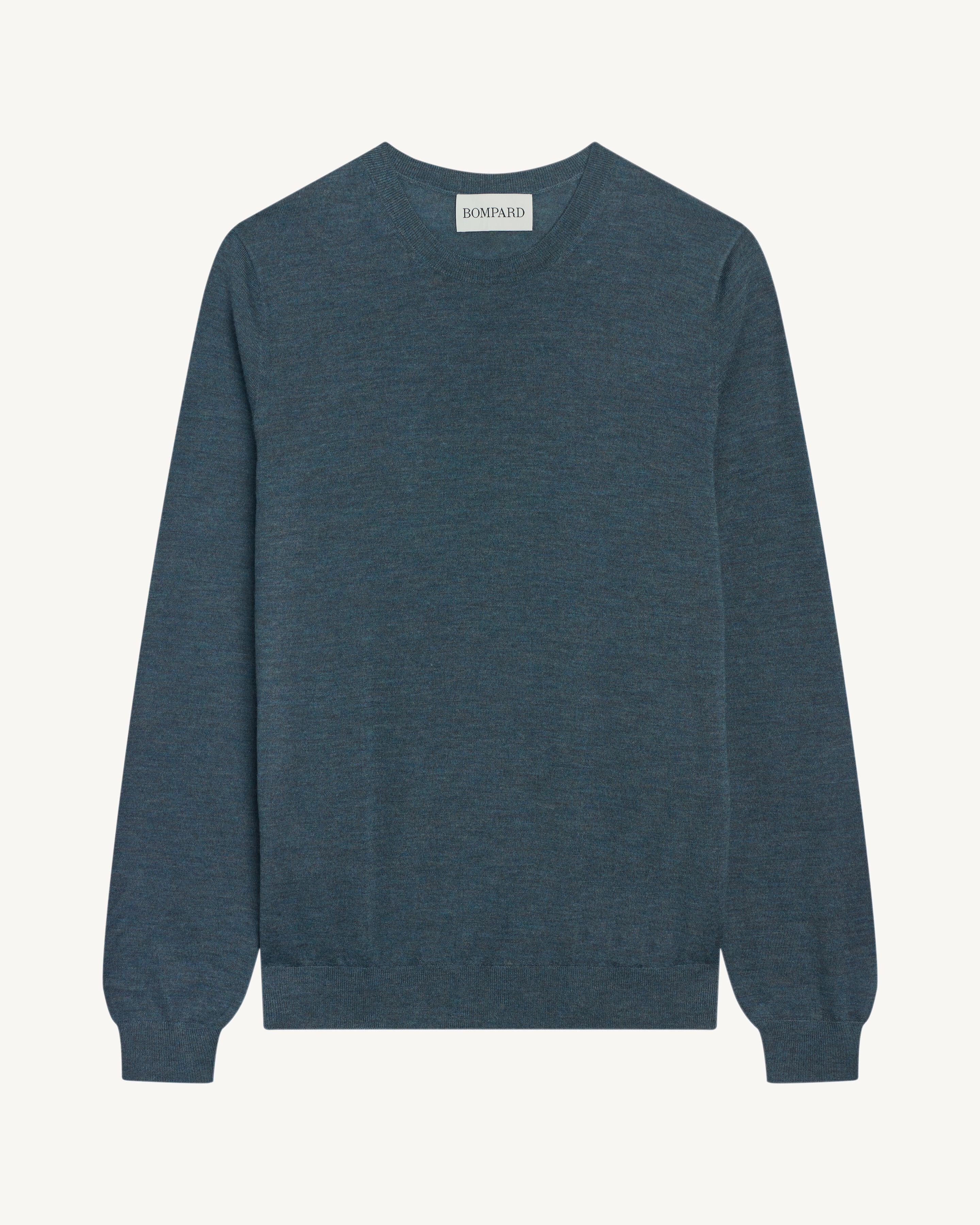 Pull col rond ultrafin-BLEU GRANIT-100% cachemire