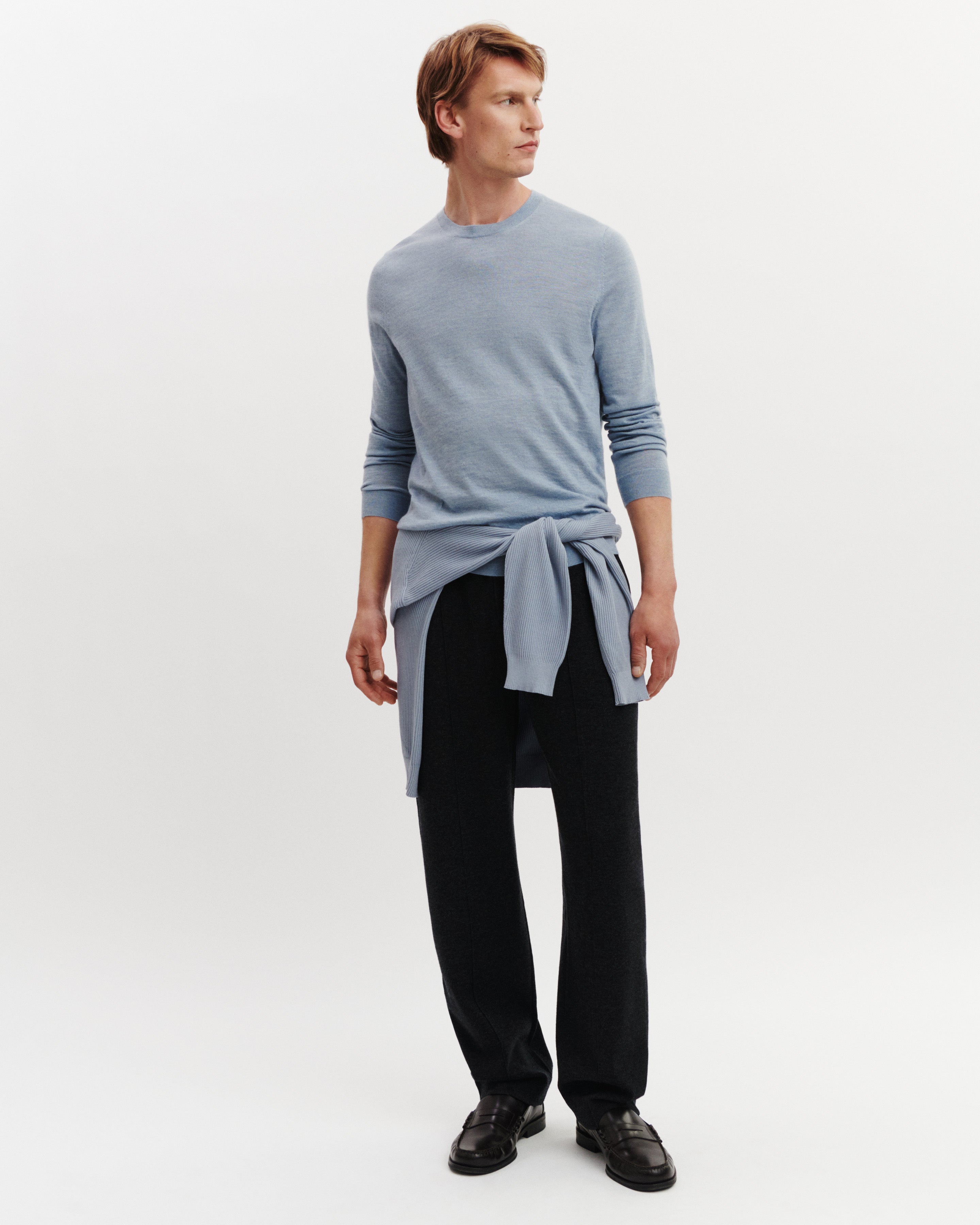 Pull col rond ultrafin-BLEU GLACIER-100% cachemire