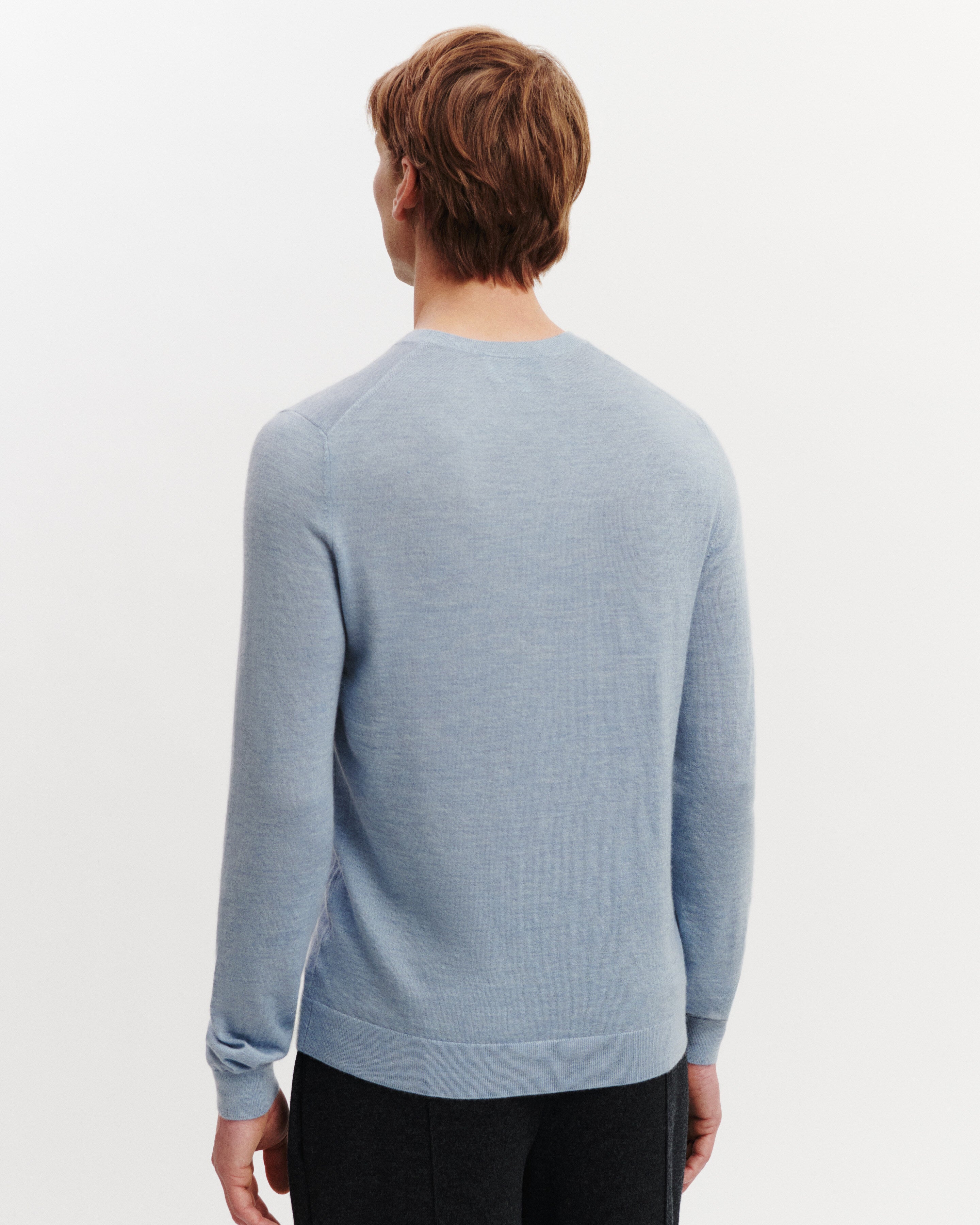 Pull col rond ultrafin-BLEU GLACIER-100% cachemire