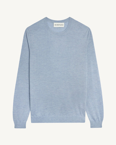 Pull col rond ultrafin-BLEU GLACIER-100% cachemire