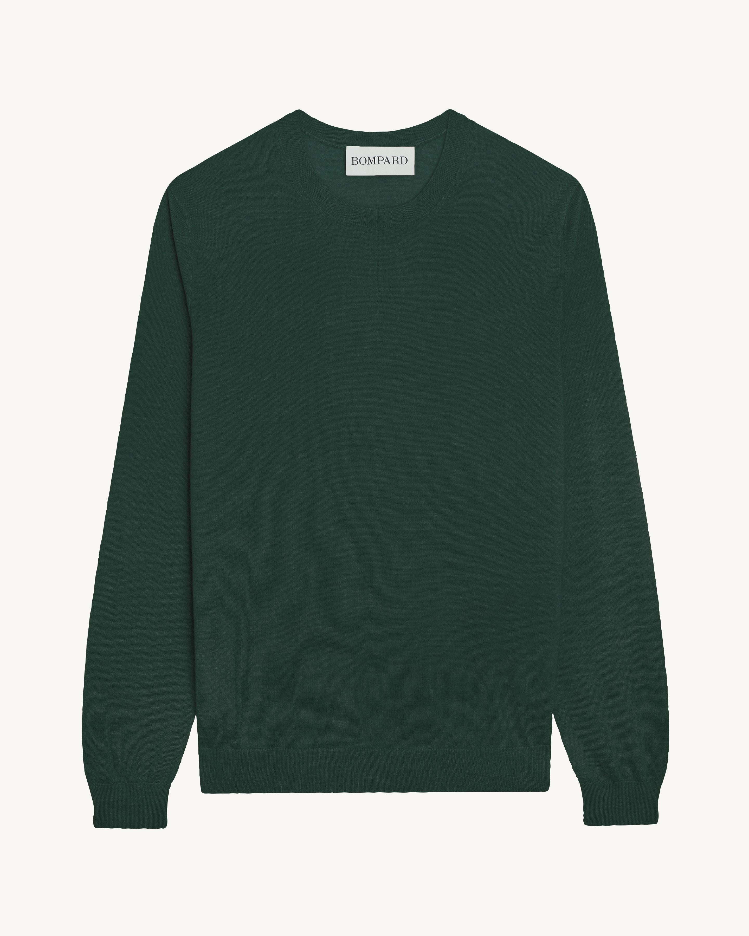 Pull col rond ultrafin-VERT SAPHIR-100% cachemire