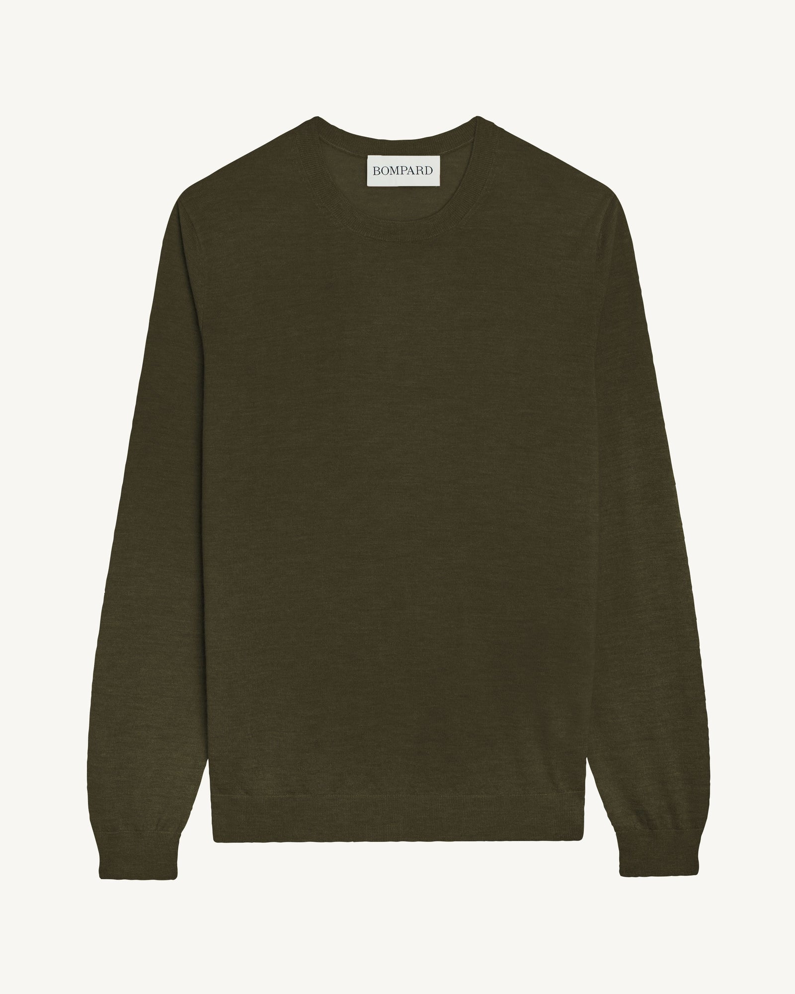 Pull col rond ultrafin-KAKI KOMBU-100% cachemire
