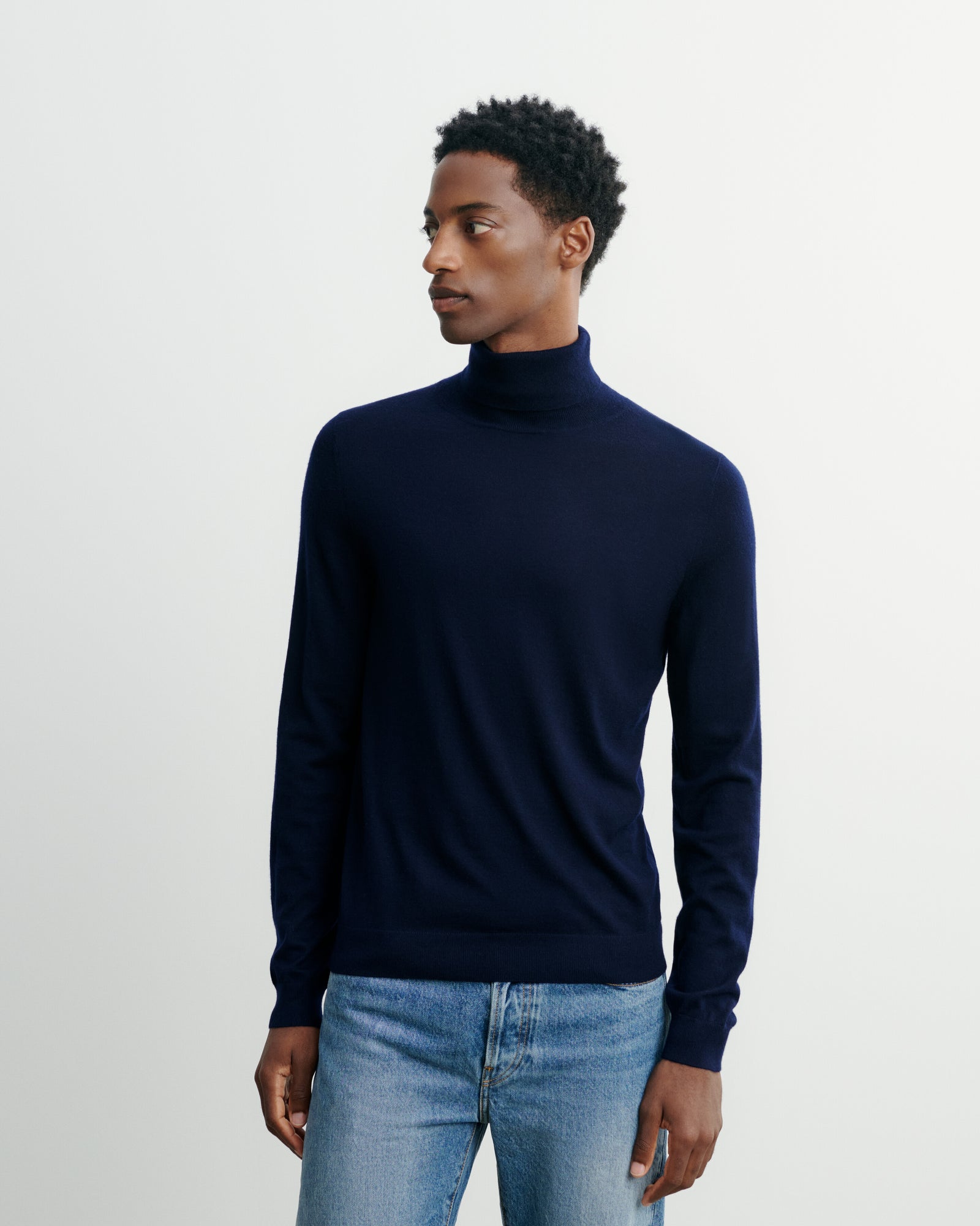 Pull col roulé ultrafin-MARINE-100% cachemire