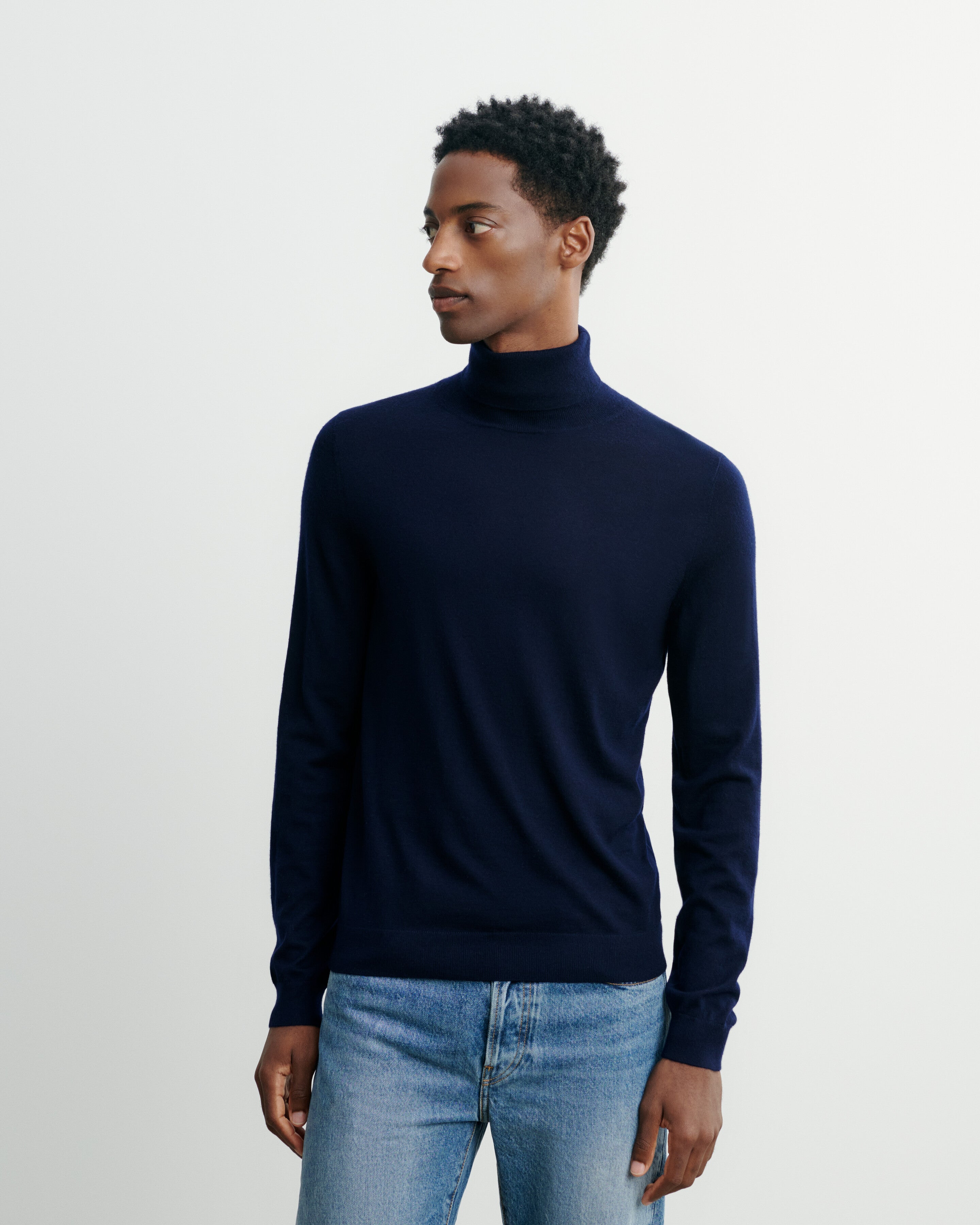 Pull col roulé ultrafin-MARINE-100% cachemire