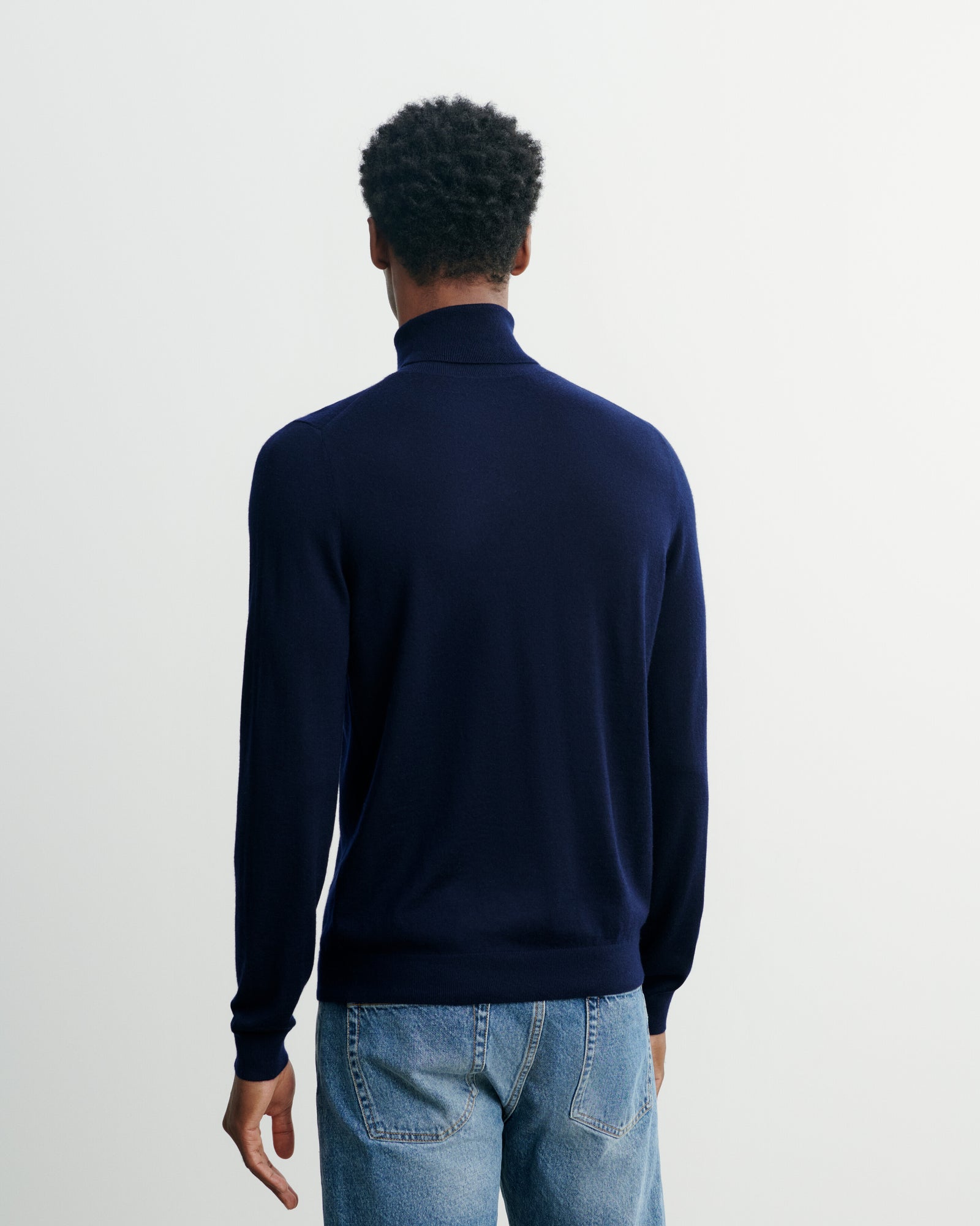 Pull col roulé ultrafin-MARINE-100% cachemire