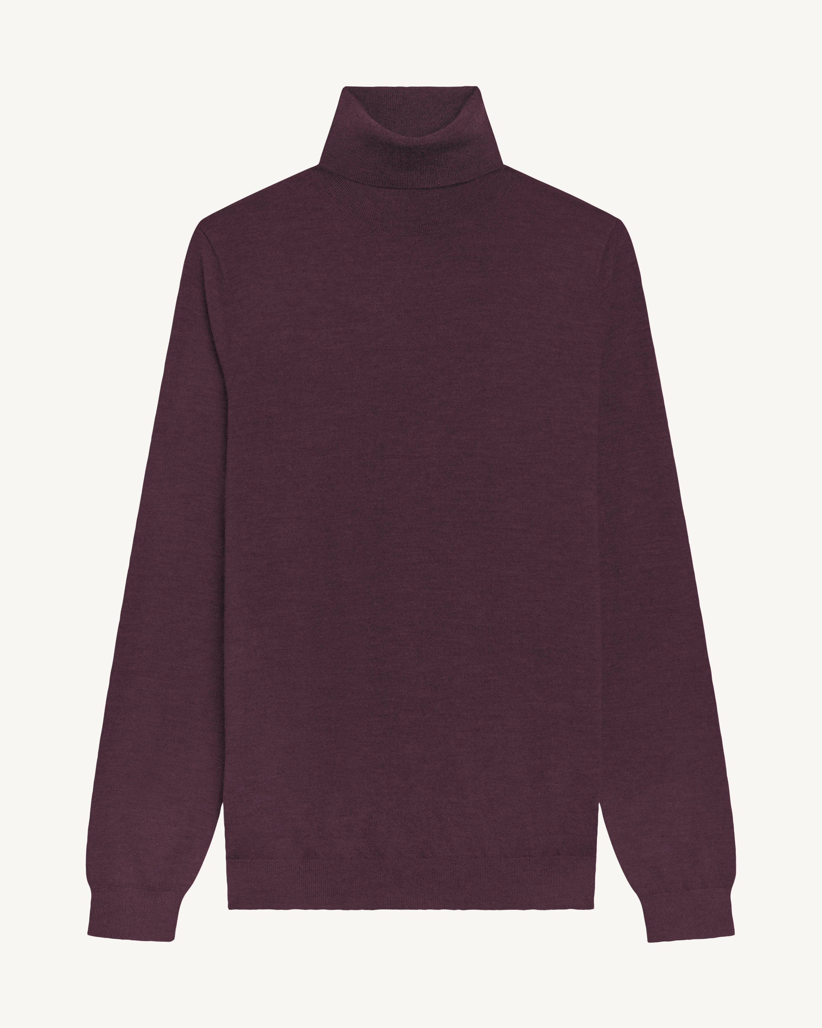 Pull col roulé ultrafin-GRENAT-100% cachemire