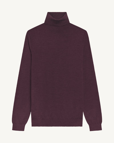 Pull col roulé ultrafin-GRENAT-100% cachemire