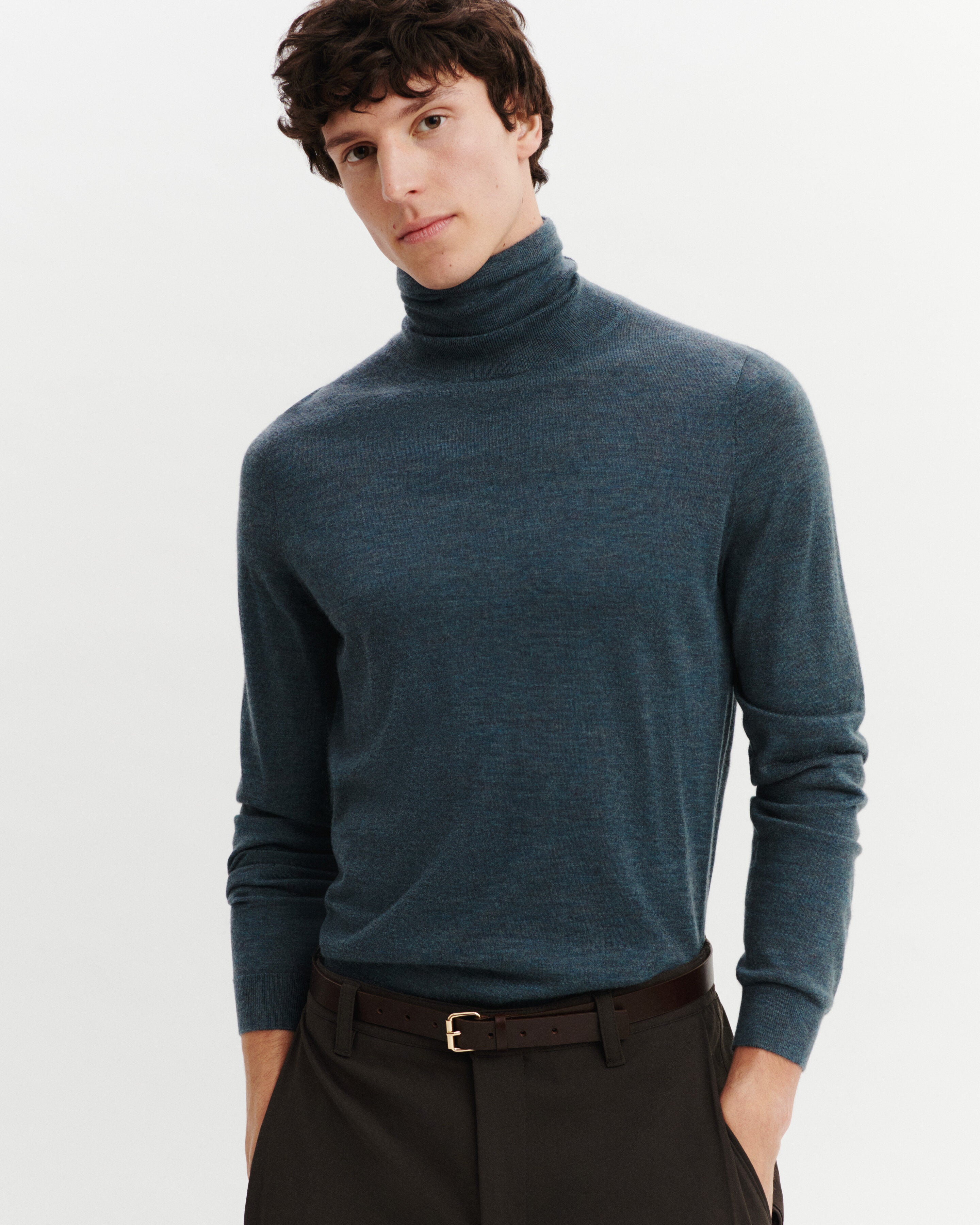 Pull col roulé Florent-BLEU GRANIT-100% cachemire