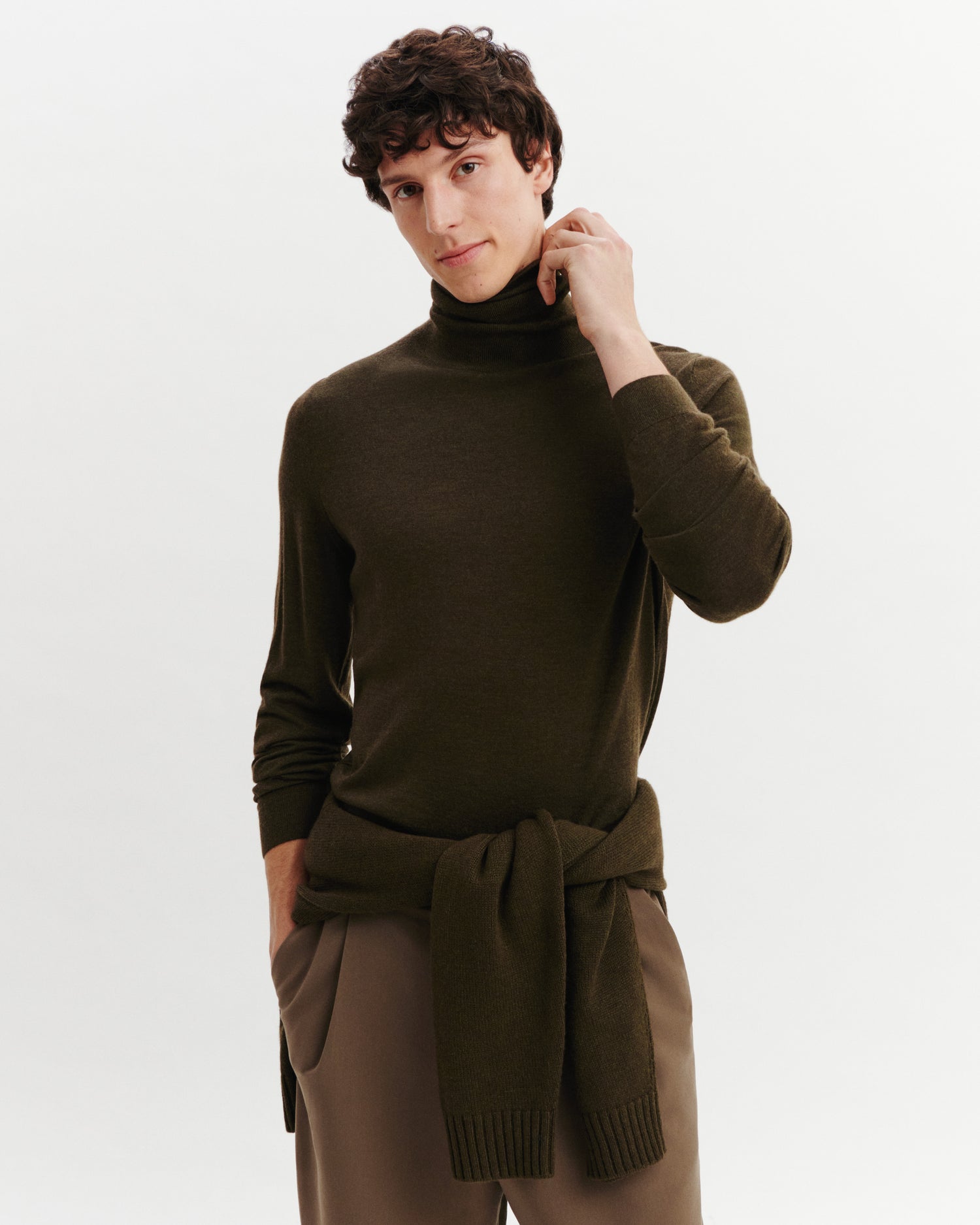Pull col roulé Florent-KAKI KOMBU-100% cachemire
