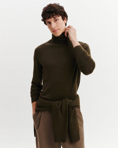 Pull col roulé Florent-KAKI KOMBU-100% cachemire