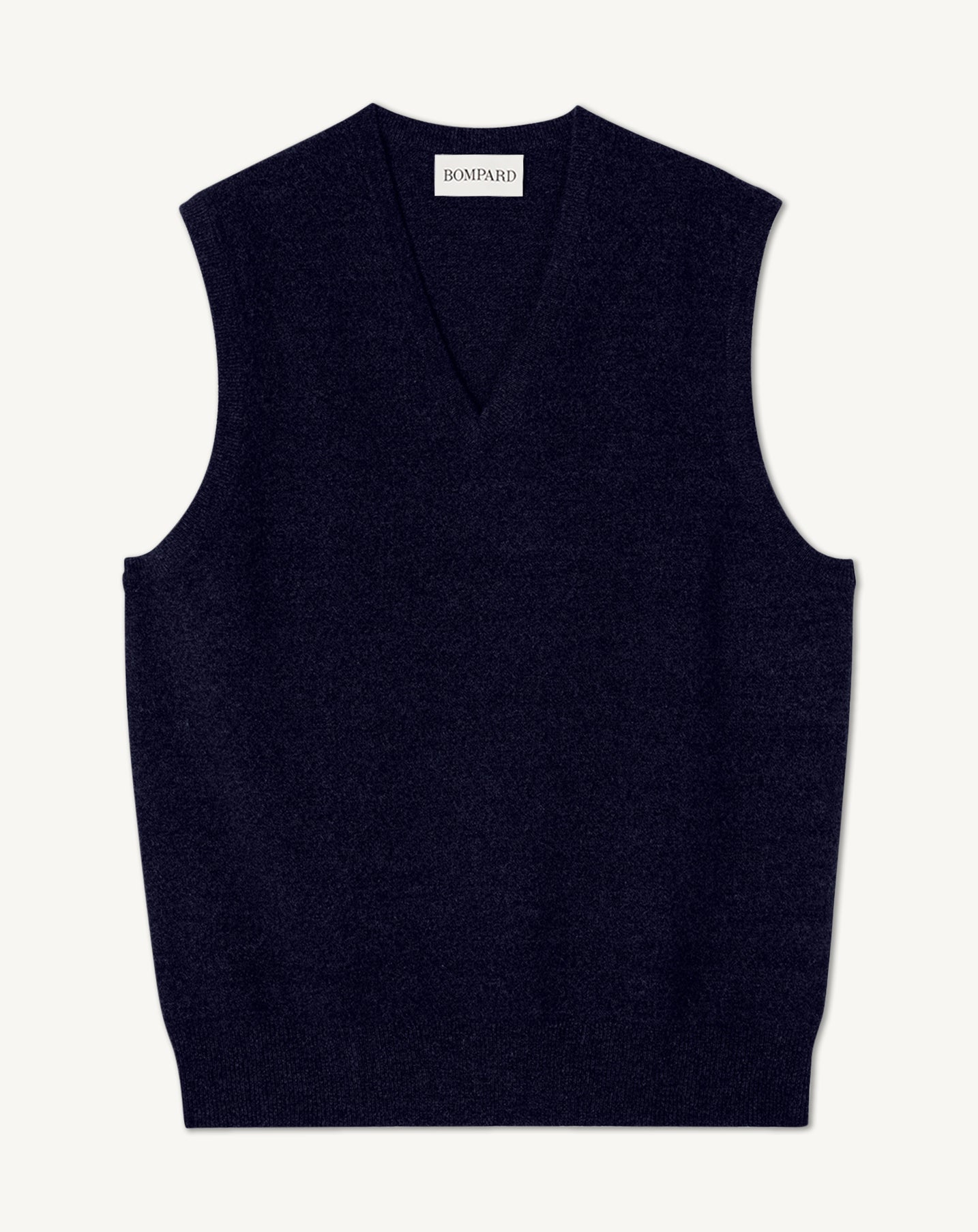 Pull V sans manches-MARINE-100% CACHEMIRE