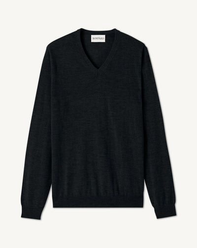 Pull V ultrafin-NOIR-100% CACHEMIRE