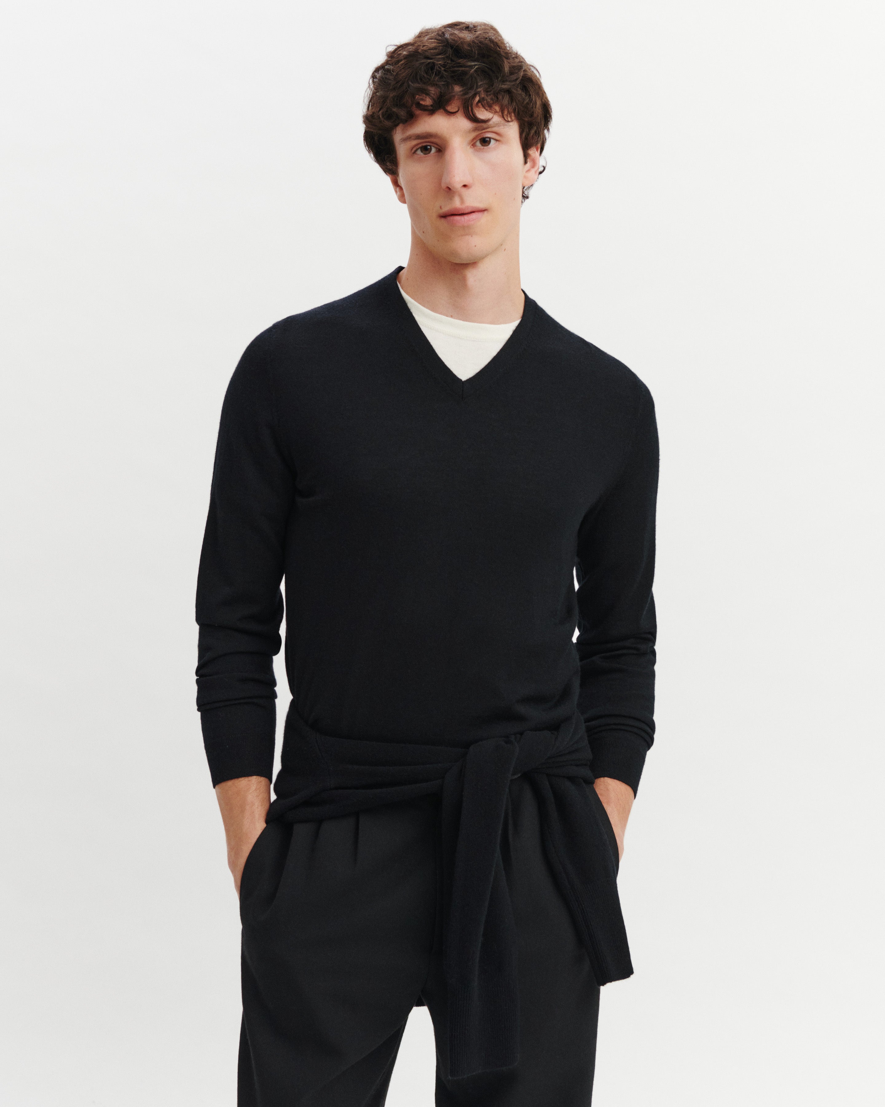 Pull col V Faustin-NOIR-100% cachemire