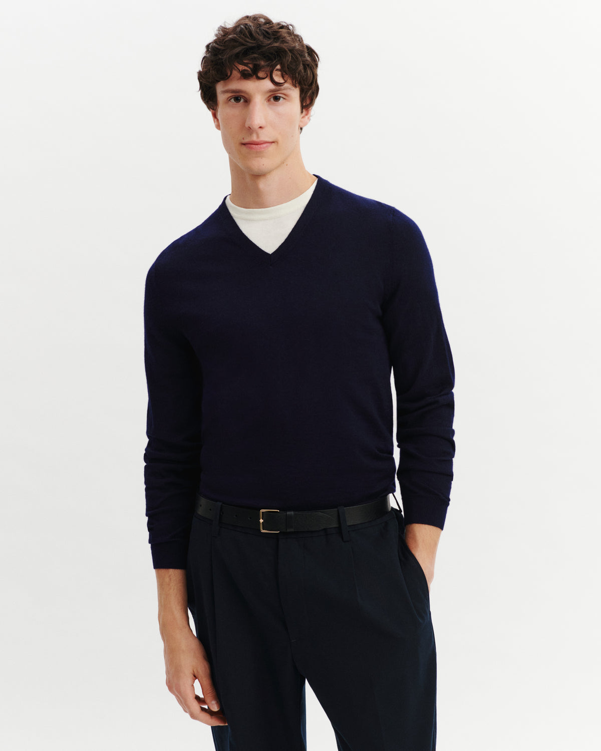 Pull V ultrafin-MARINE-100% CACHEMIRE