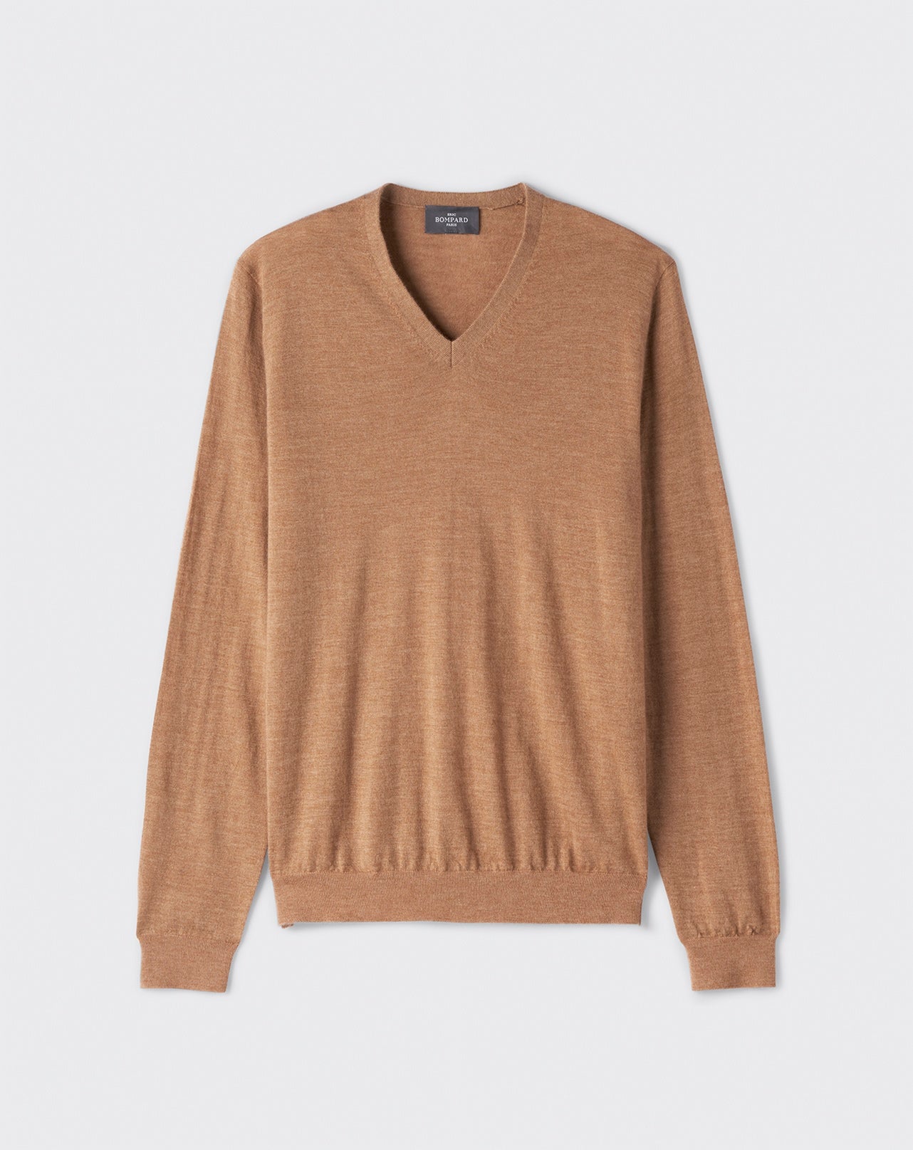 Pull V ultrafin-CARAMEL-100% CACHEMIRE