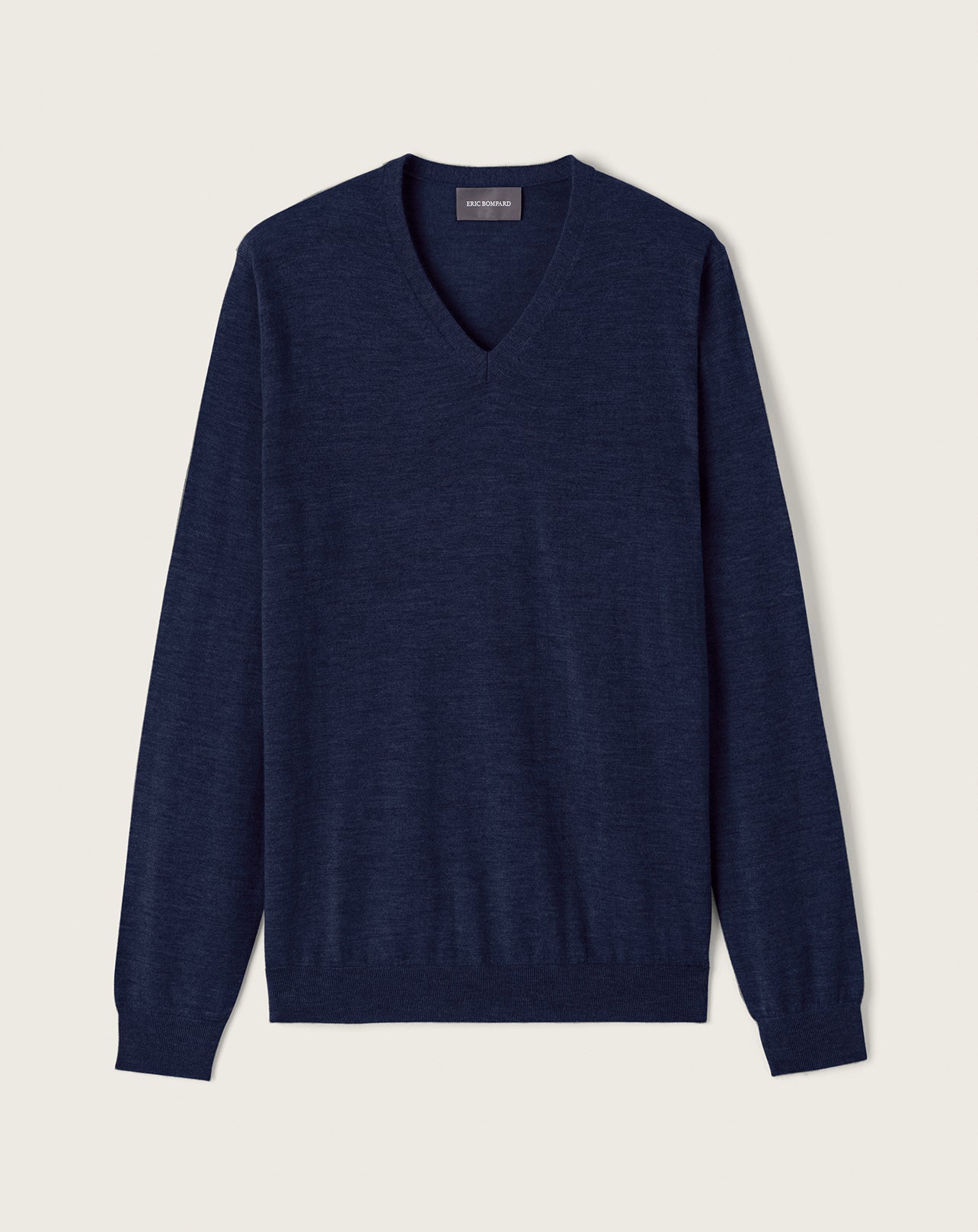 Pull col V ultrafin-BLEU NOCTURNE-100% cachemire