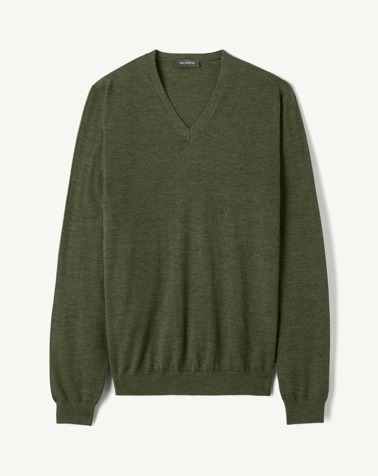 Pull V ultrafin-KAKI OMBRE-100% CACHEMIRE