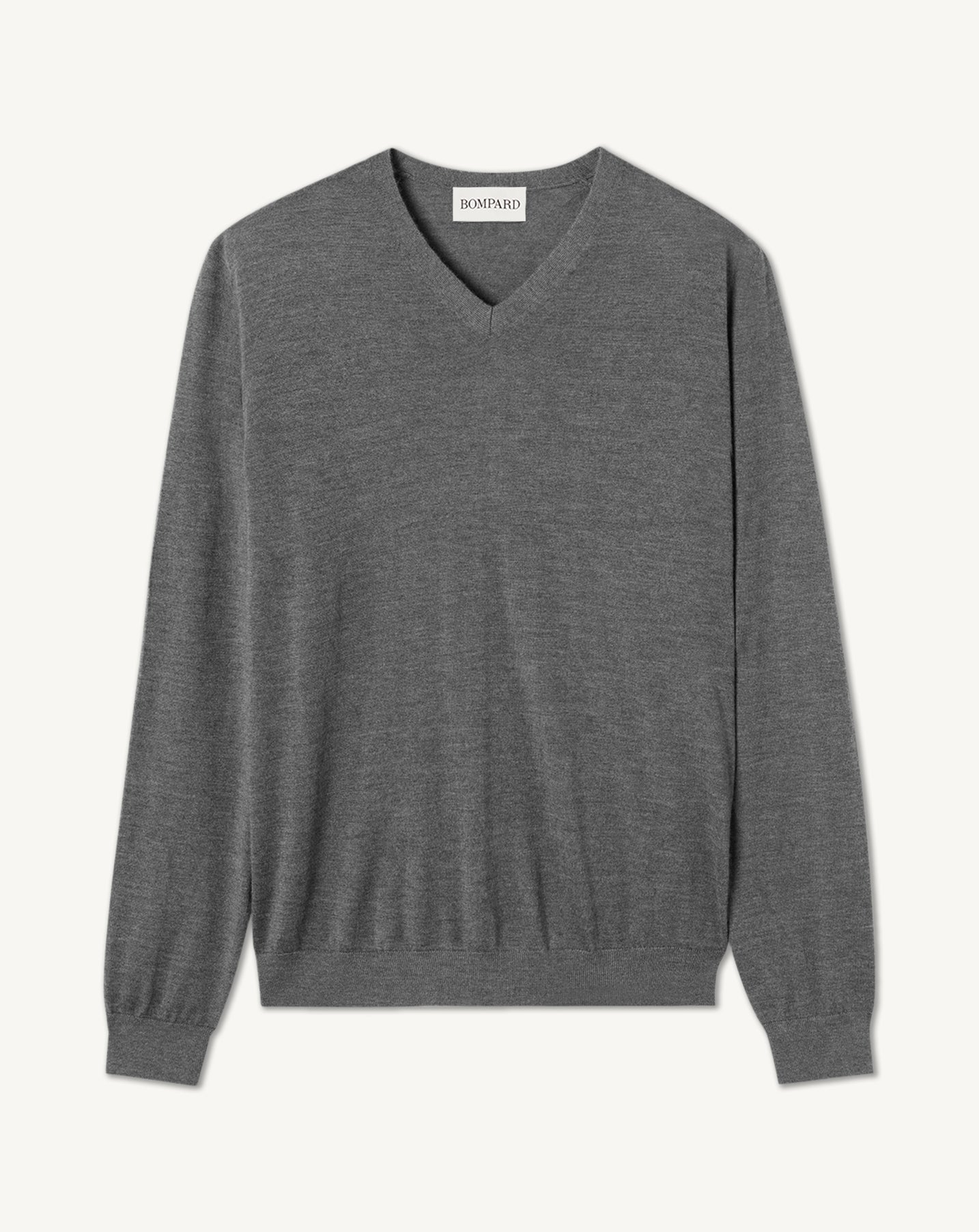 Pull col V ultrafin-GRIS METEORITE-100% cachemire