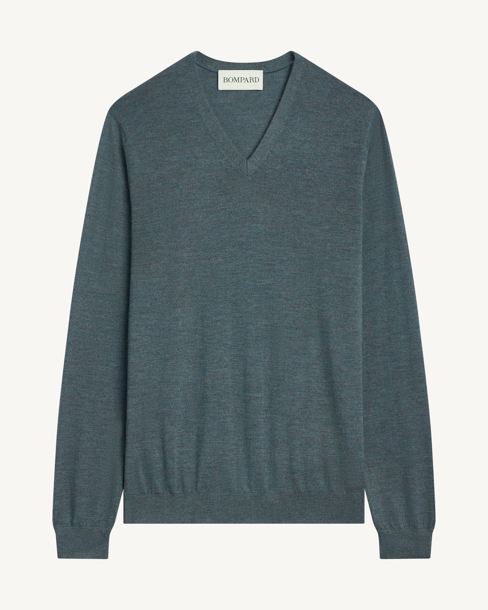 Pull col V ultrafin-BLEU GRANIT-100% cachemire