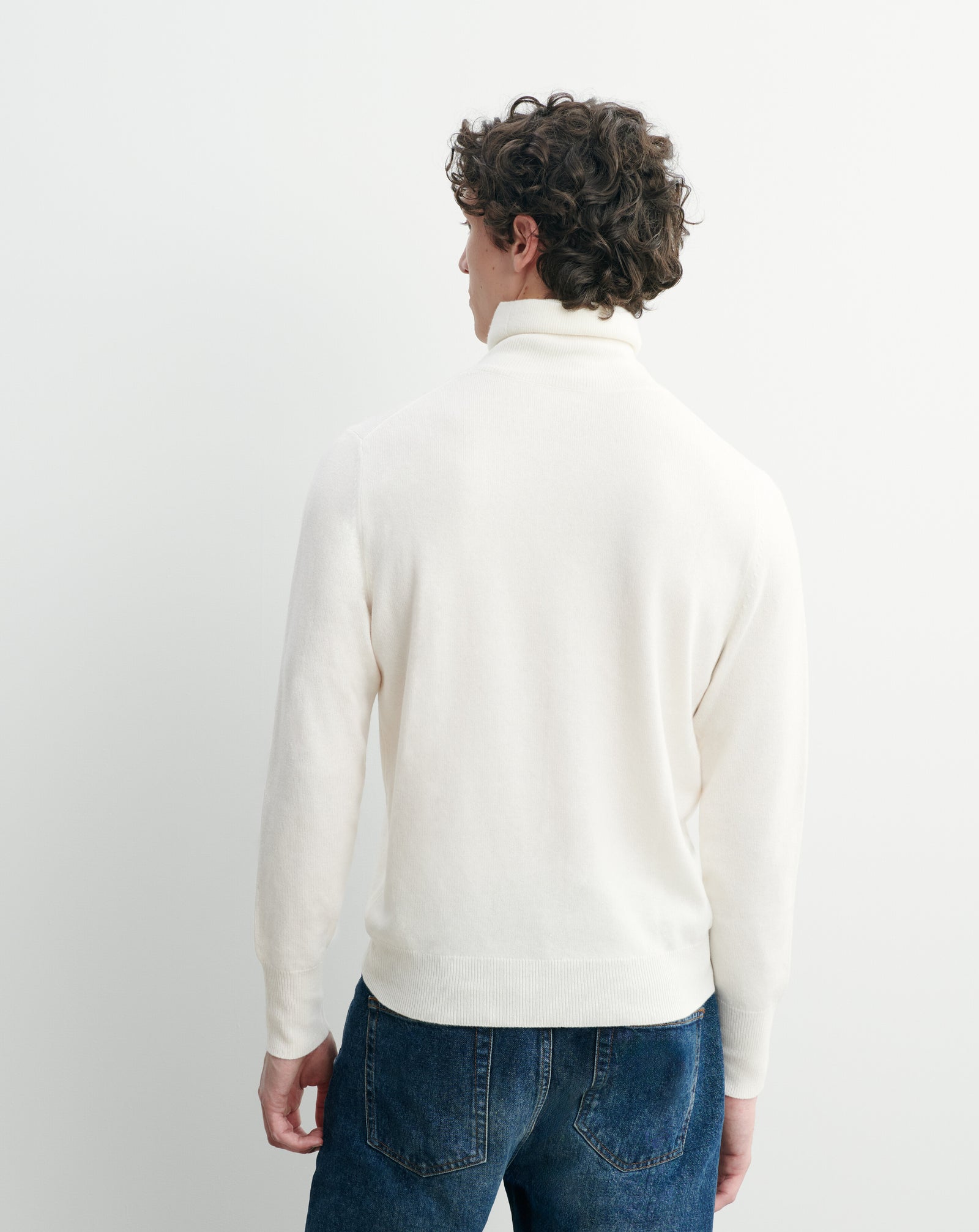 Pull col roulé classique-NATUREL-100% cachemire