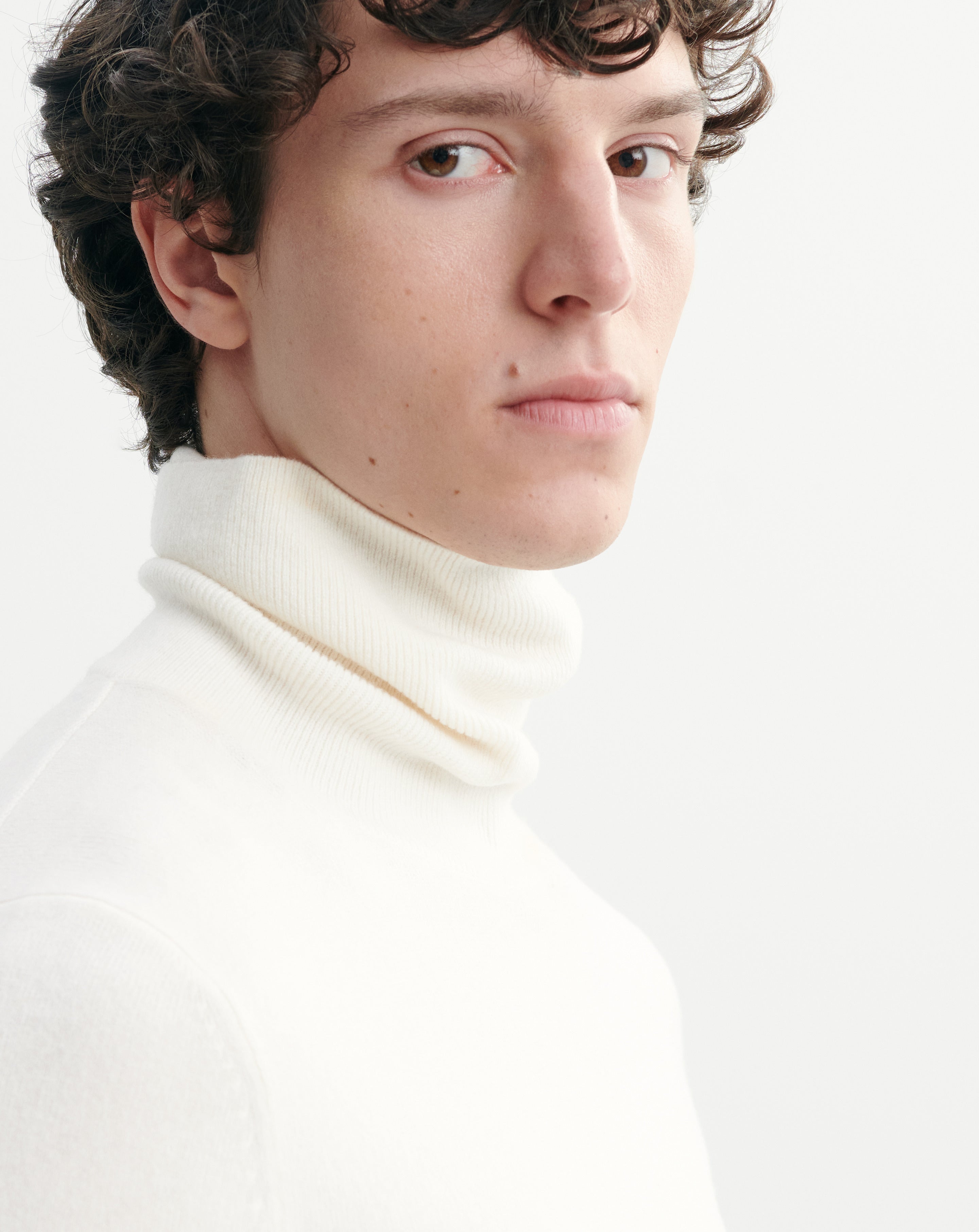 Pull col roulé classique-NATUREL-100% cachemire