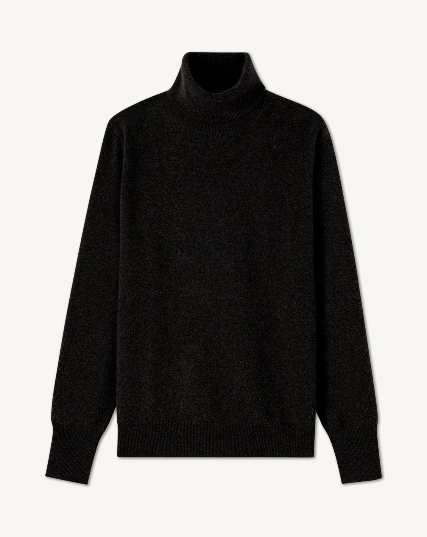 Pull col roulé classique-NOIR-100% cachemire