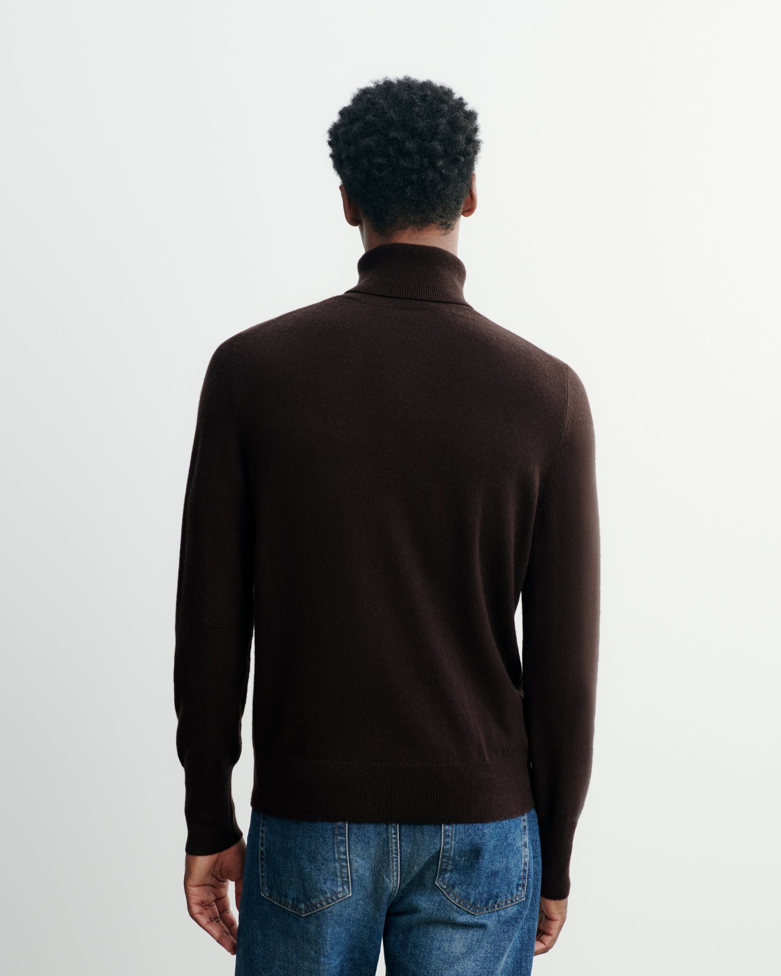 Pull col roulé classique-CHOCOLAT-100% cachemire