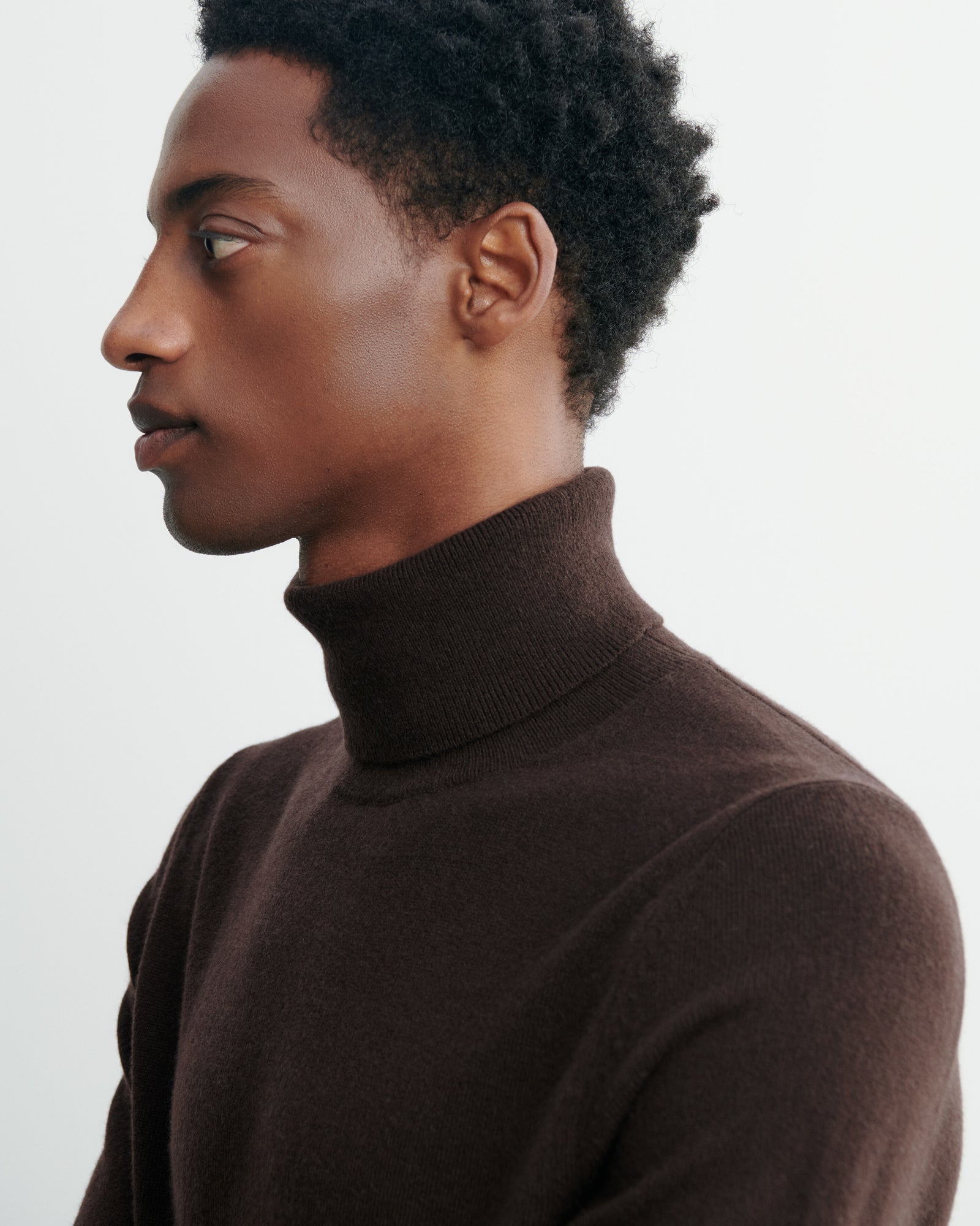 Pull col roulé classique-CHOCOLAT-100% cachemire