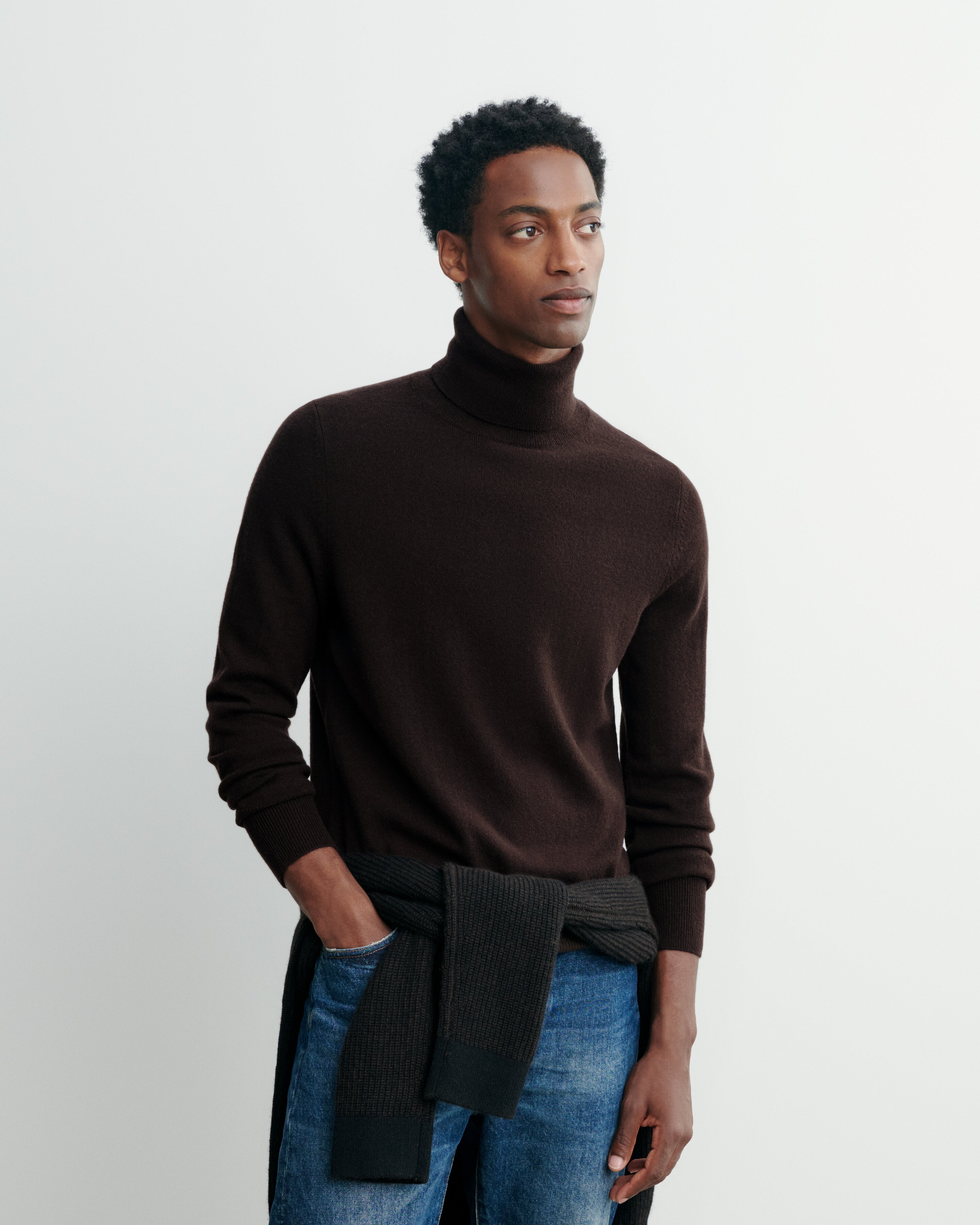 Classic turtleneck pullover in Cashmere Men chocolate | Eric Bompard