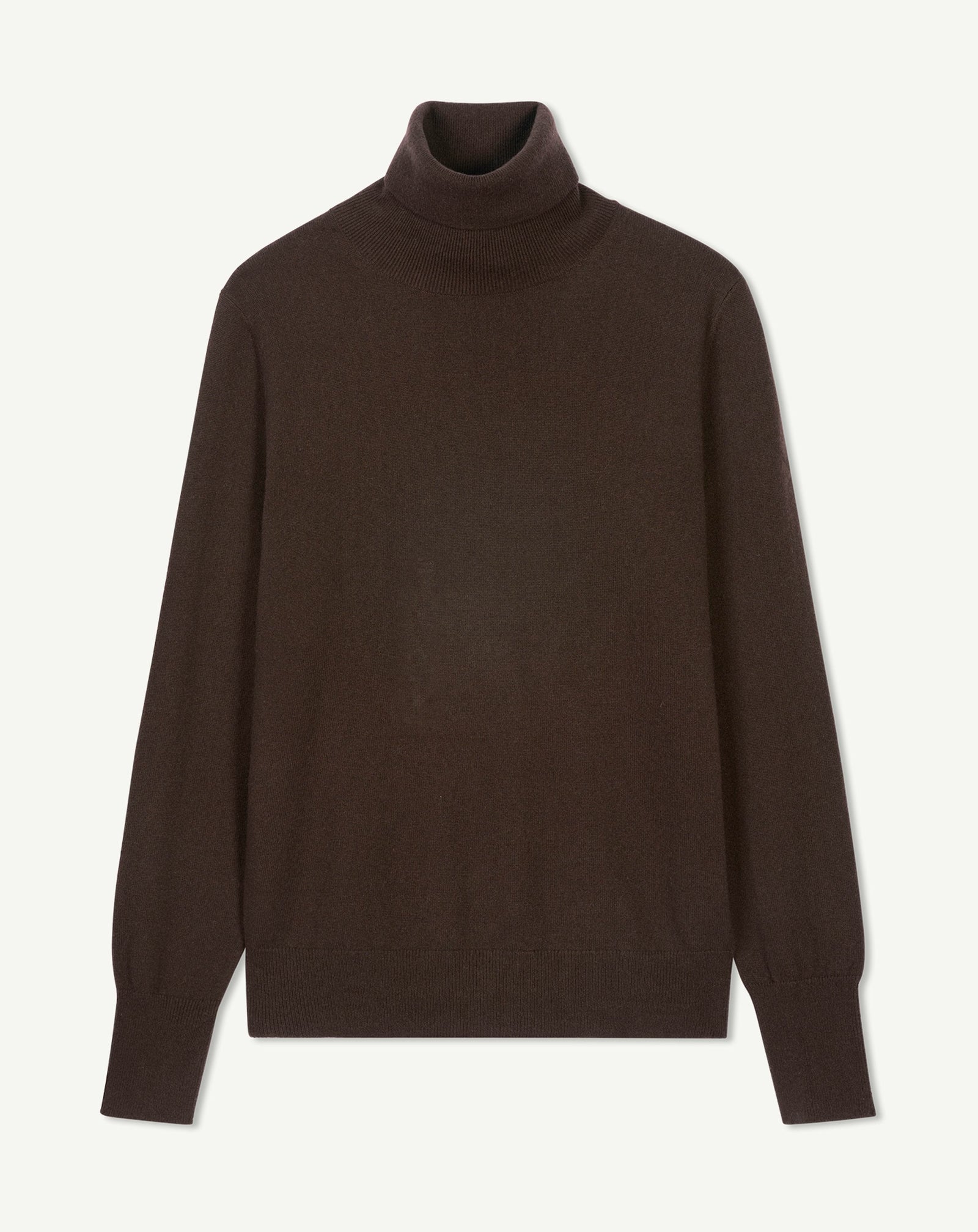 Pull col roulé classique-CHOCOLAT-100% cachemire