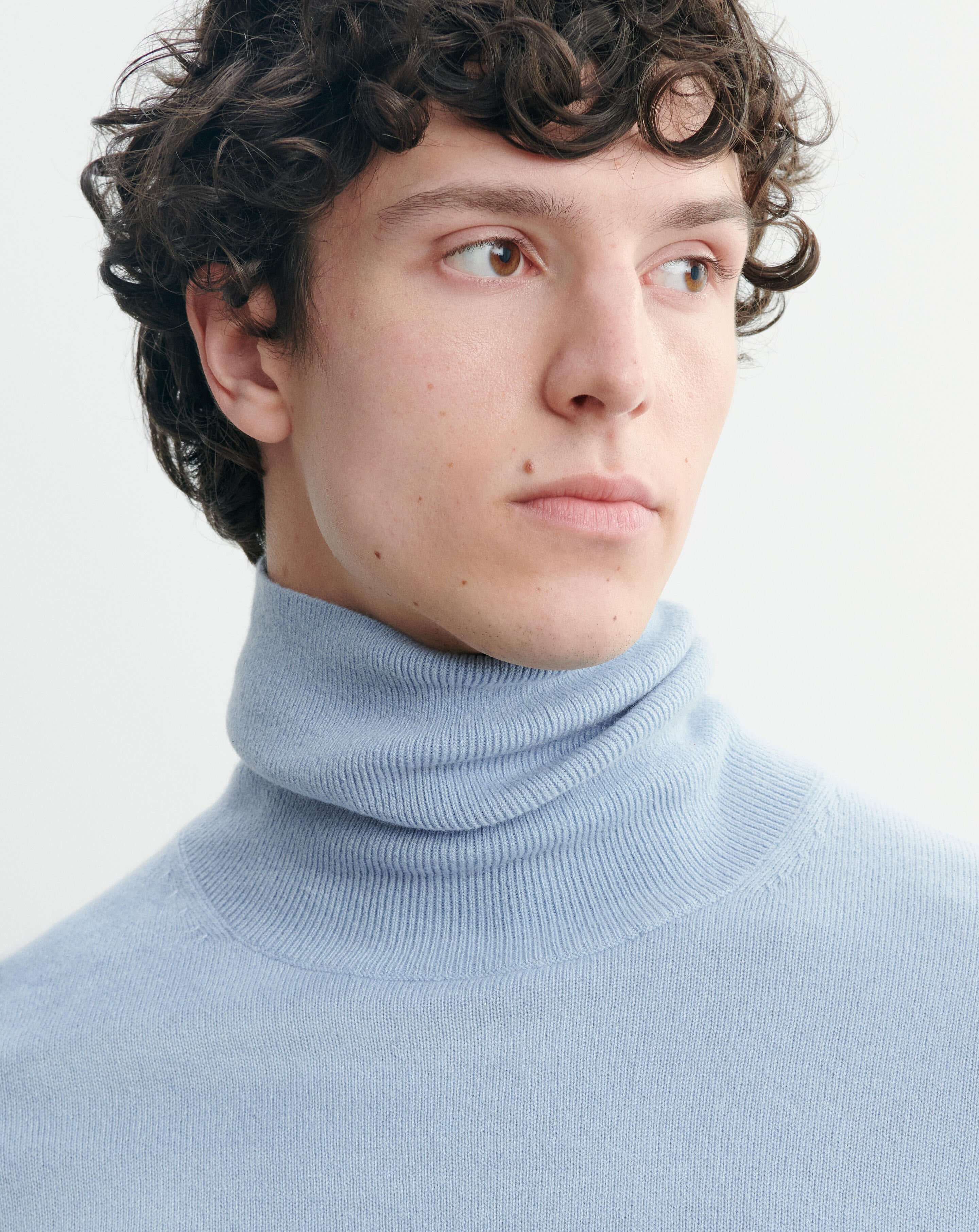 Pull col roulé classique-BLEU CONCORDE-100% cachemire