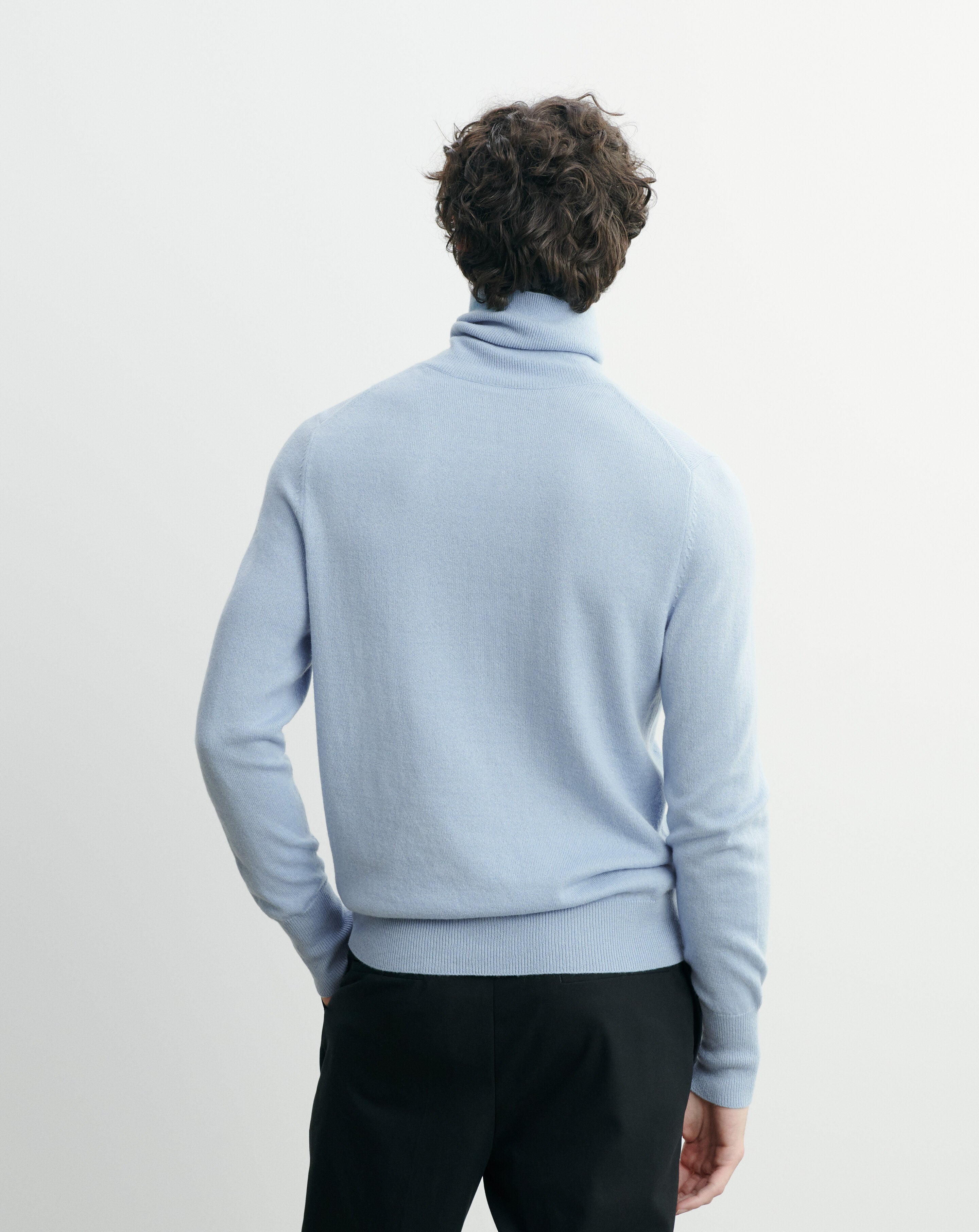 Pull col roulé classique-BLEU CONCORDE-100% cachemire