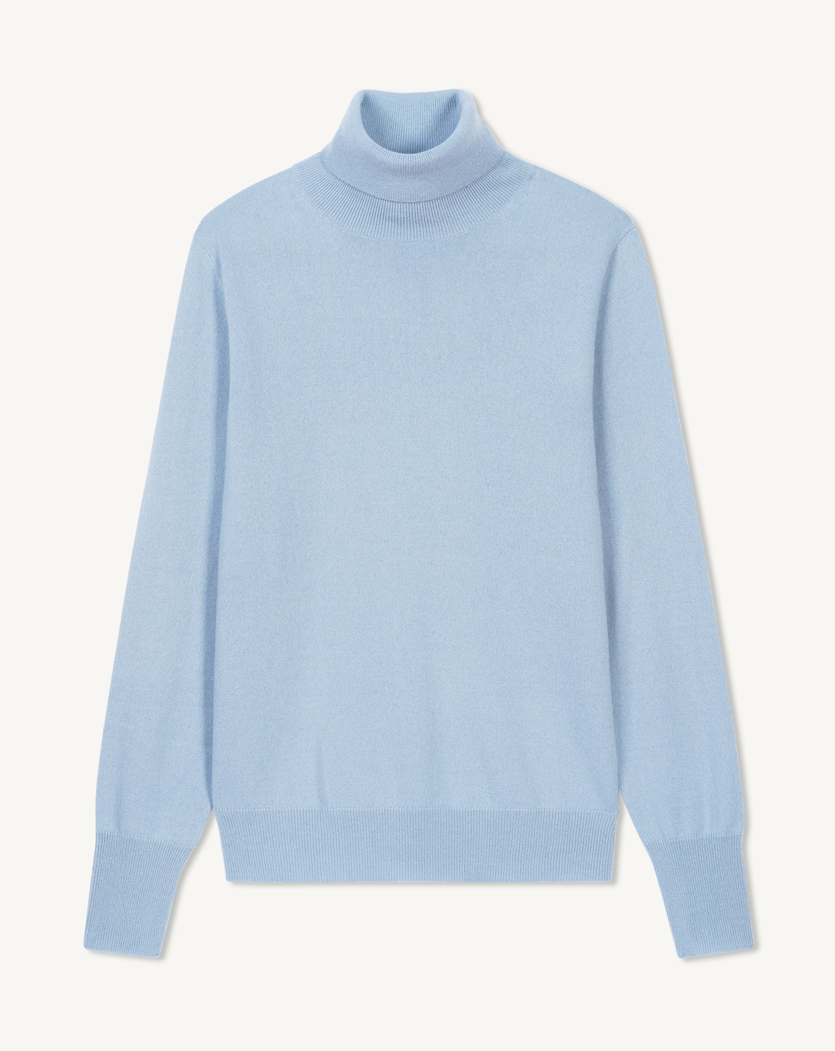 Pull col roulé classique-BLEU CONCORDE-100% cachemire