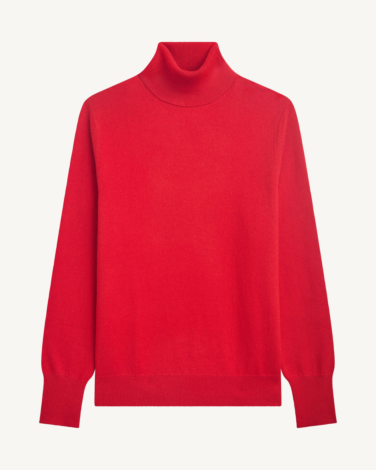 Pull col roulé classique-ROUGE QUARANTE-100% cachemire