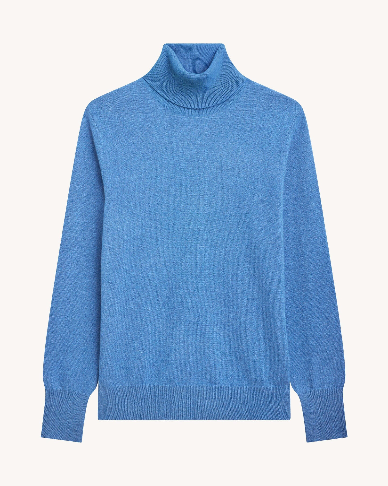 Pull col roulé classique-BLEU DE DELFT-100% cachemire