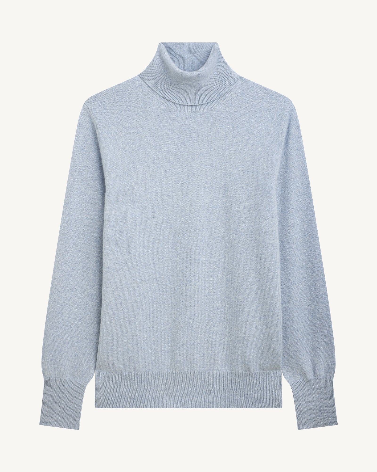 Pull col roulé classique-BLEU GLACIER-100% cachemire