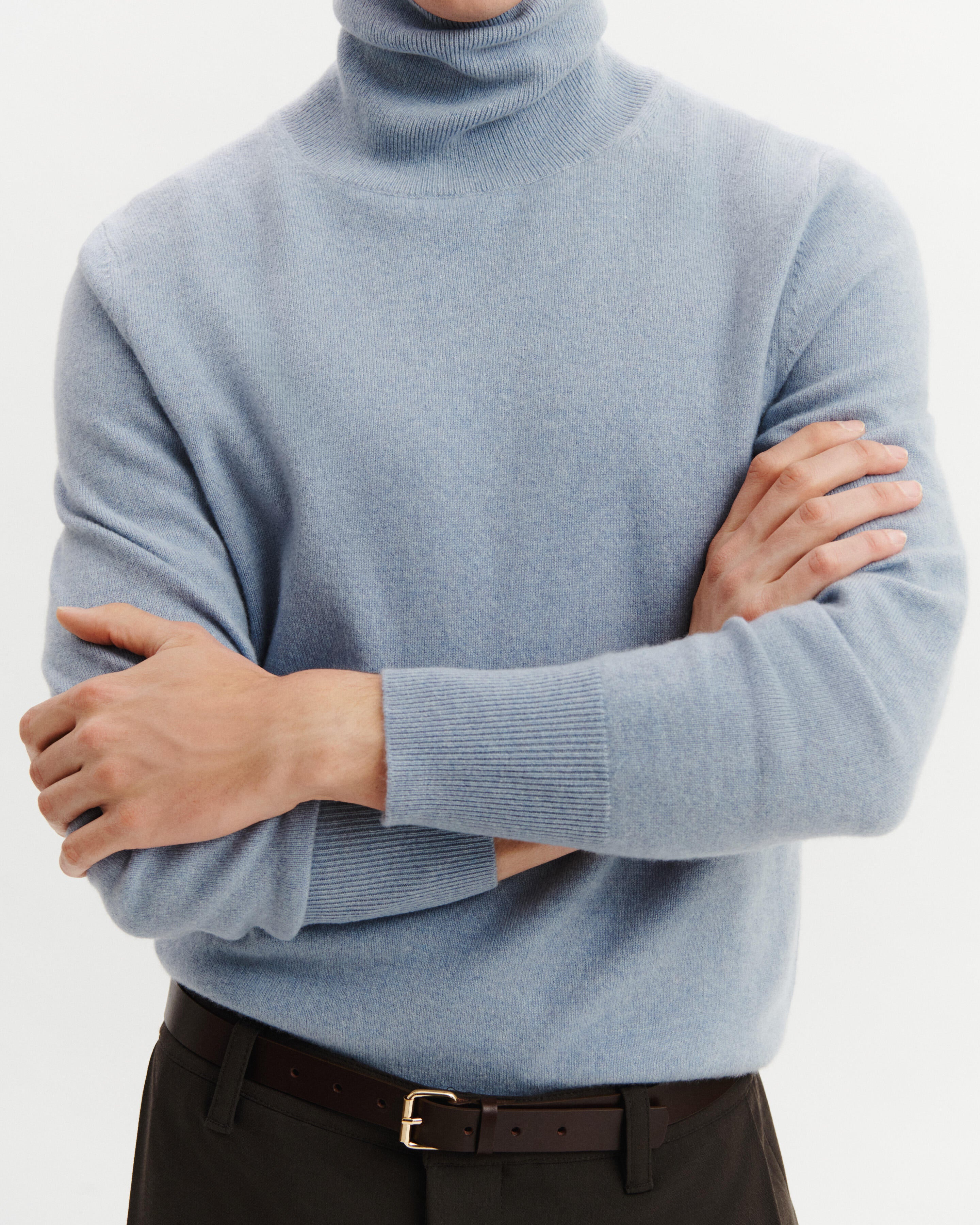 Pull col roulé Origines-BLEU GLACIER-100% cachemire