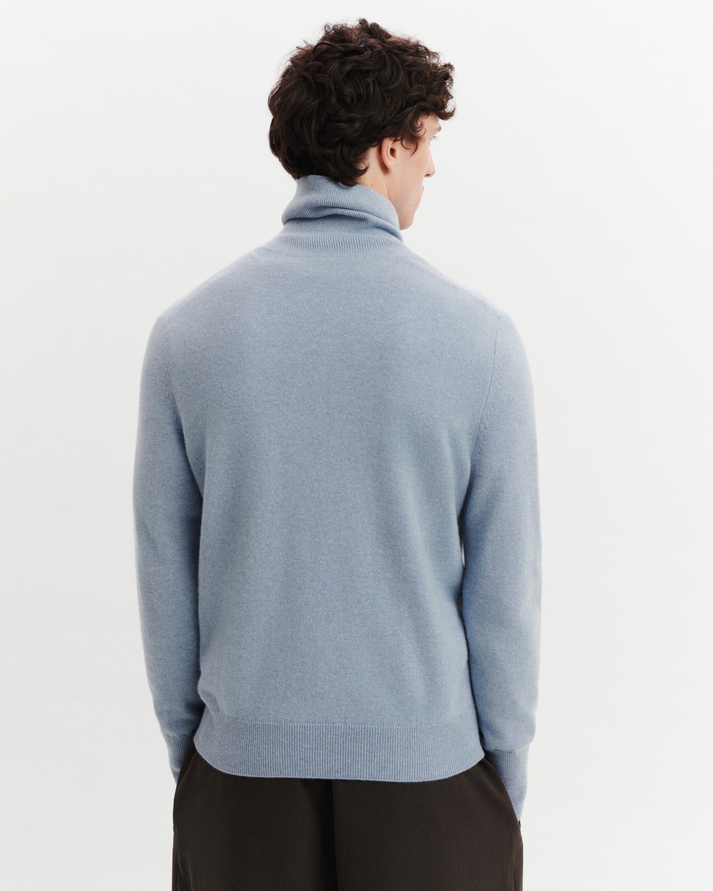 Pull col roulé Origines-BLEU GLACIER-100% cachemire