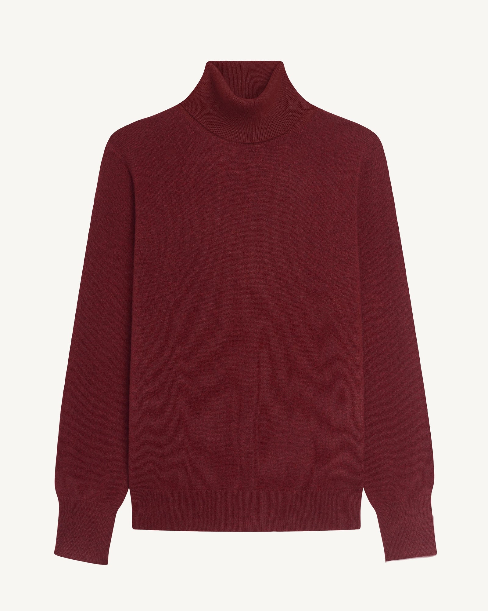 Pull col roulé classique-ROUGE D'ORIENT-100% cachemire